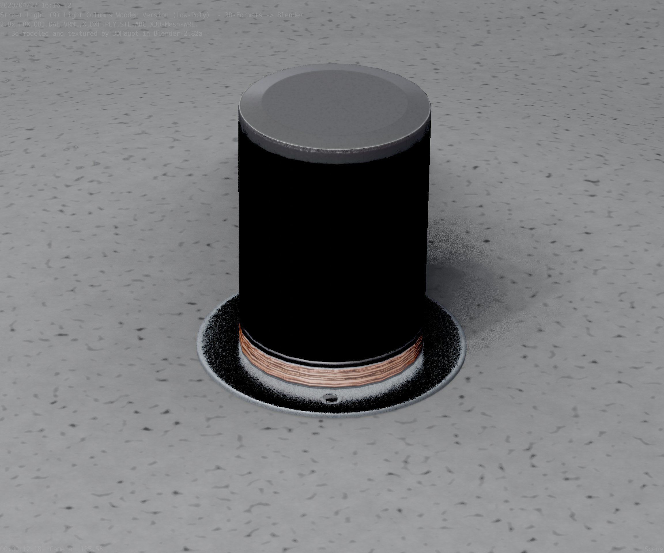 Light Column made of wood 4 - Low-Poly Street-Light Set-9 Low-poly 3D model_7