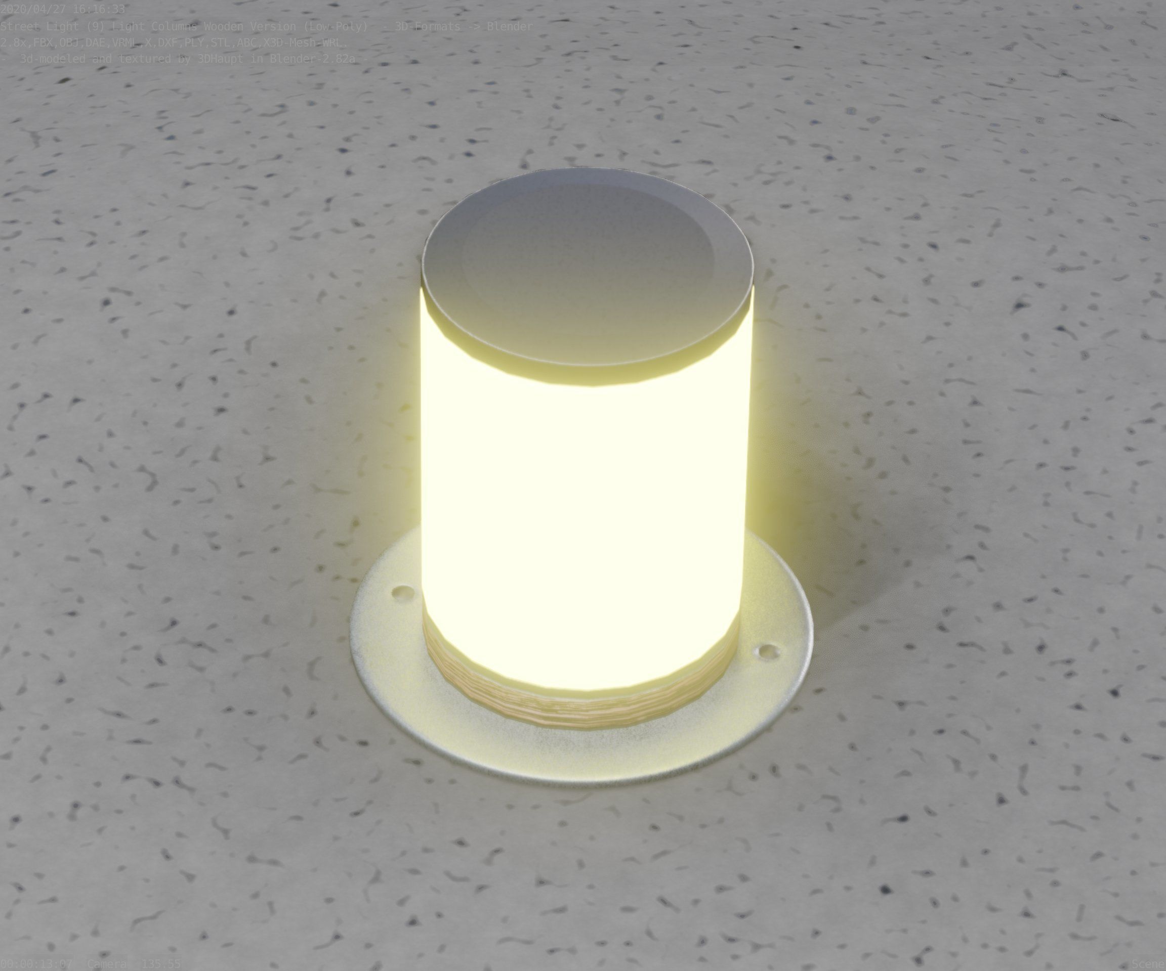 Light Column made of wood 4 - Low-Poly Street-Light Set-9 Low-poly 3D model_19