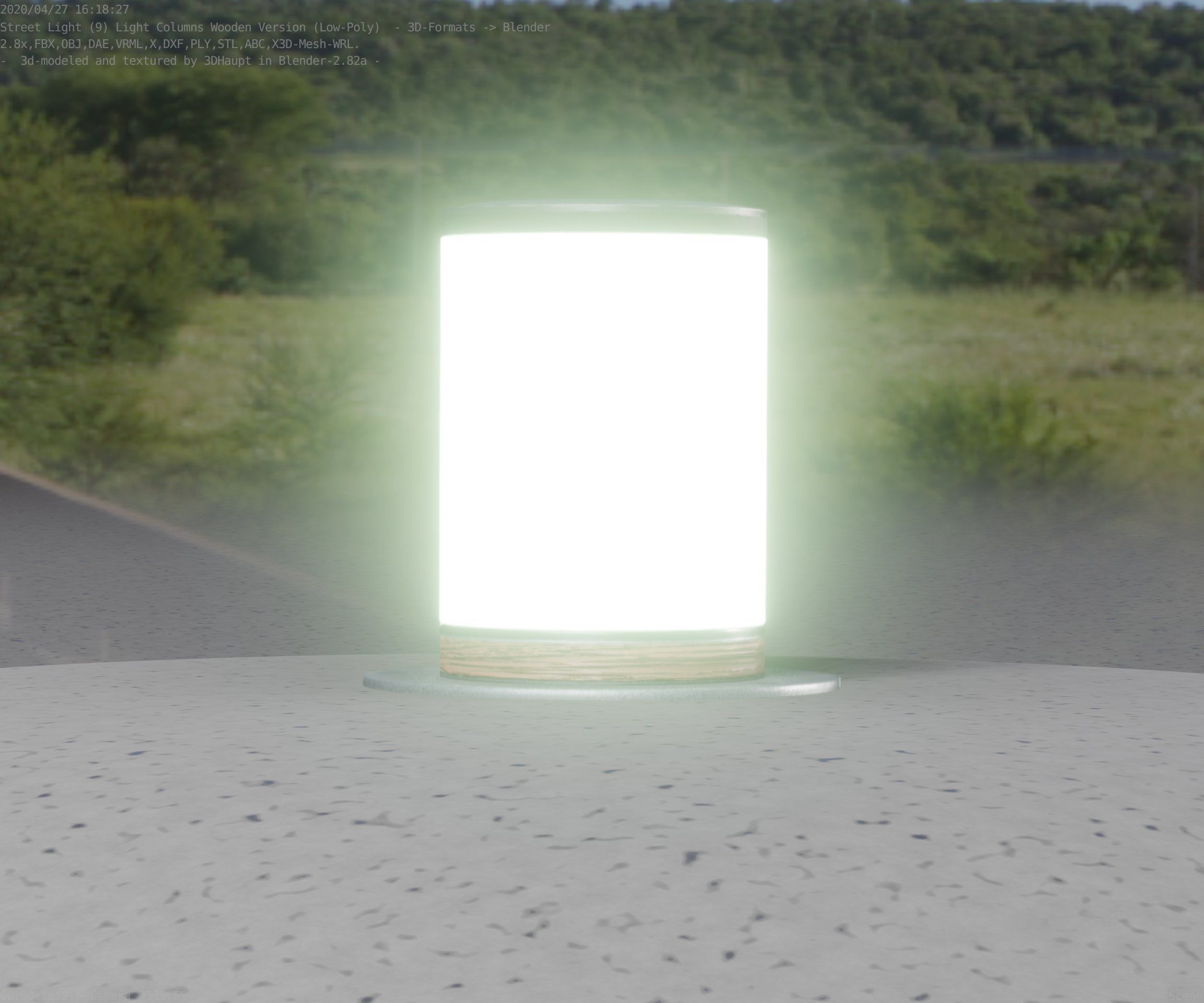 Light Column made of wood 4 - Low-Poly Street-Light Set-9 Low-poly 3D model_81