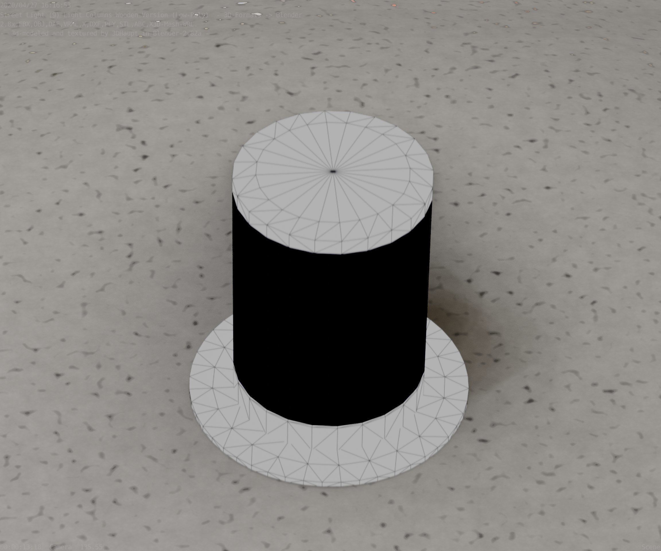 Light Column made of wood 4 - Low-Poly Street-Light Set-9 Low-poly 3D model_30