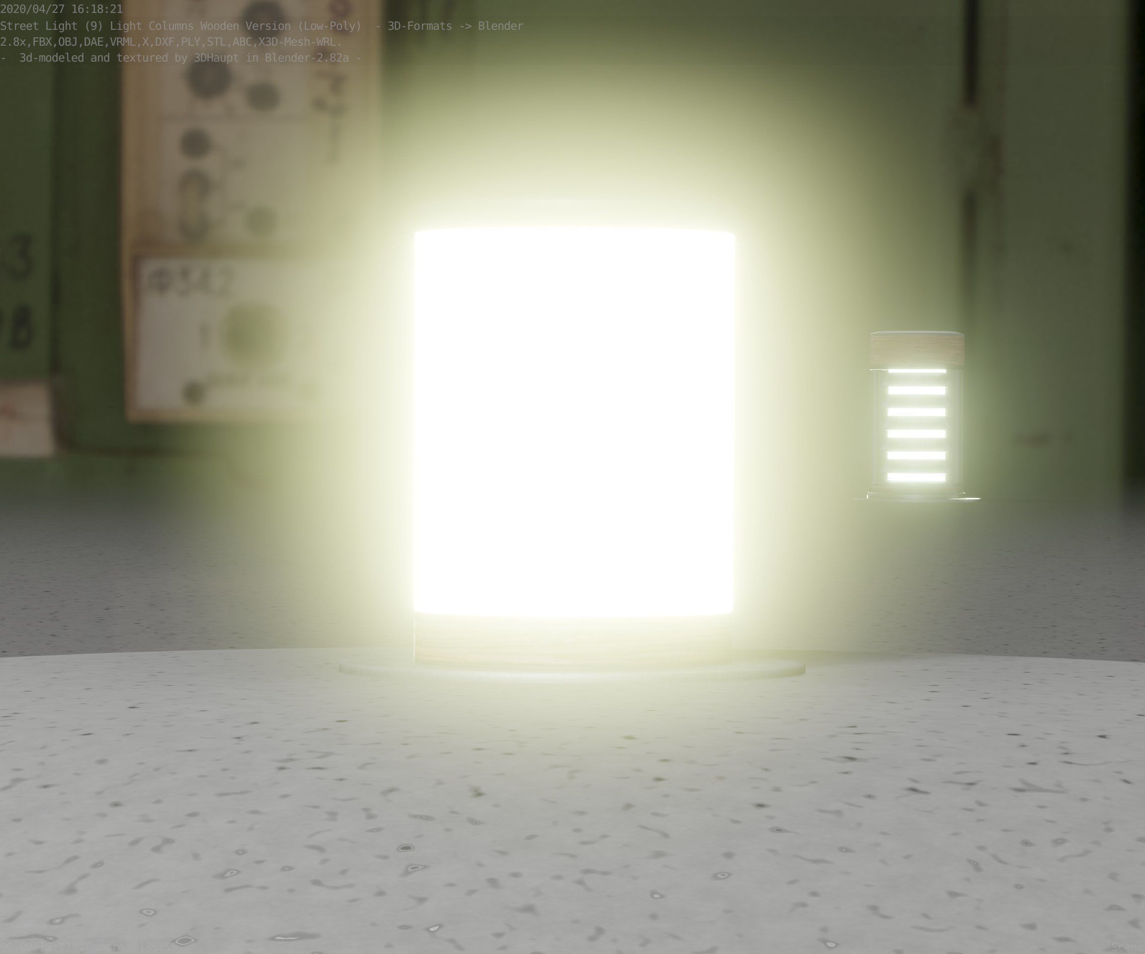 Light Column made of wood 4 - Low-Poly Street-Light Set-9 Low-poly 3D model_77