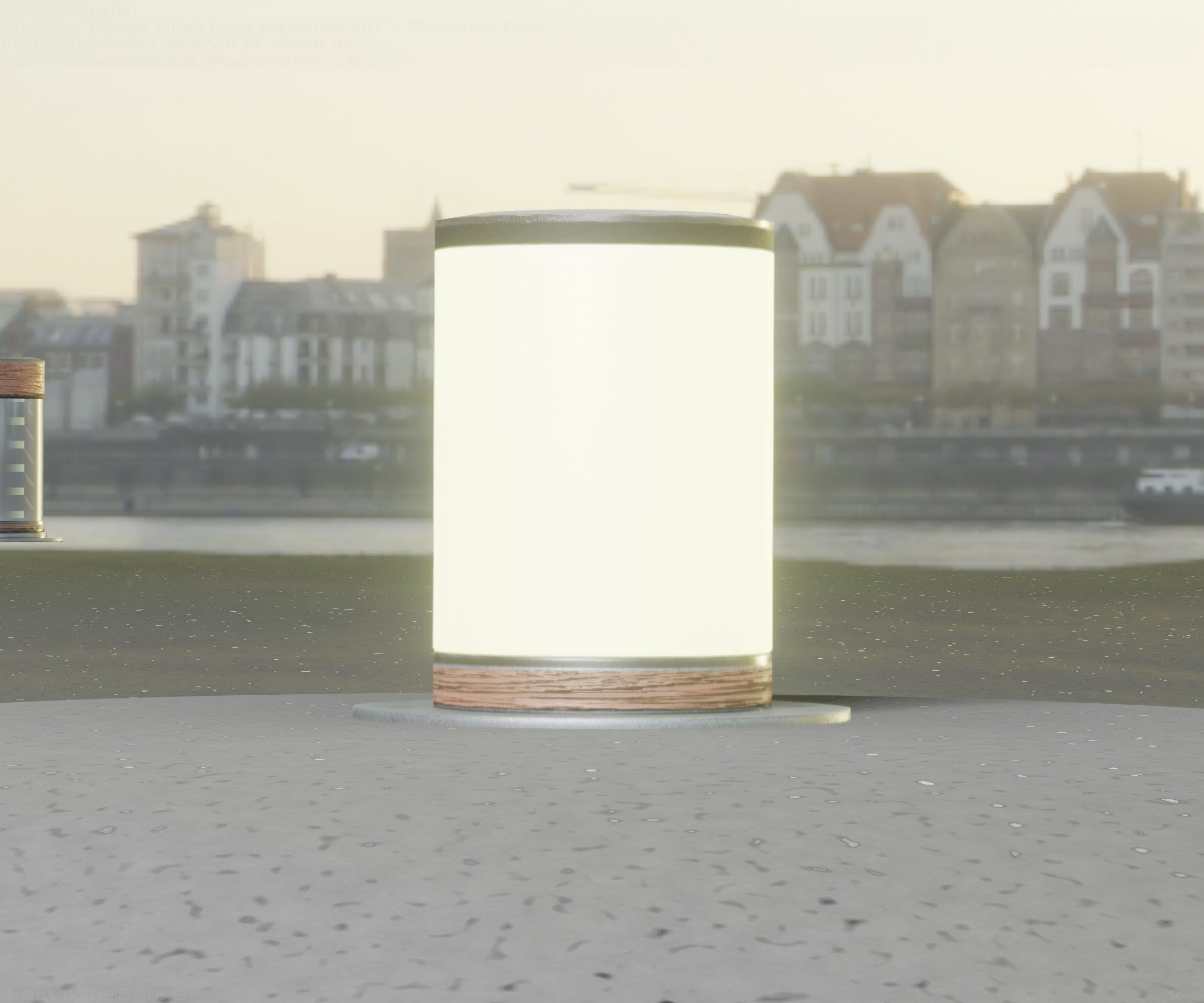 Light Column made of wood 4 - Low-Poly Street-Light Set-9 Low-poly 3D model_75