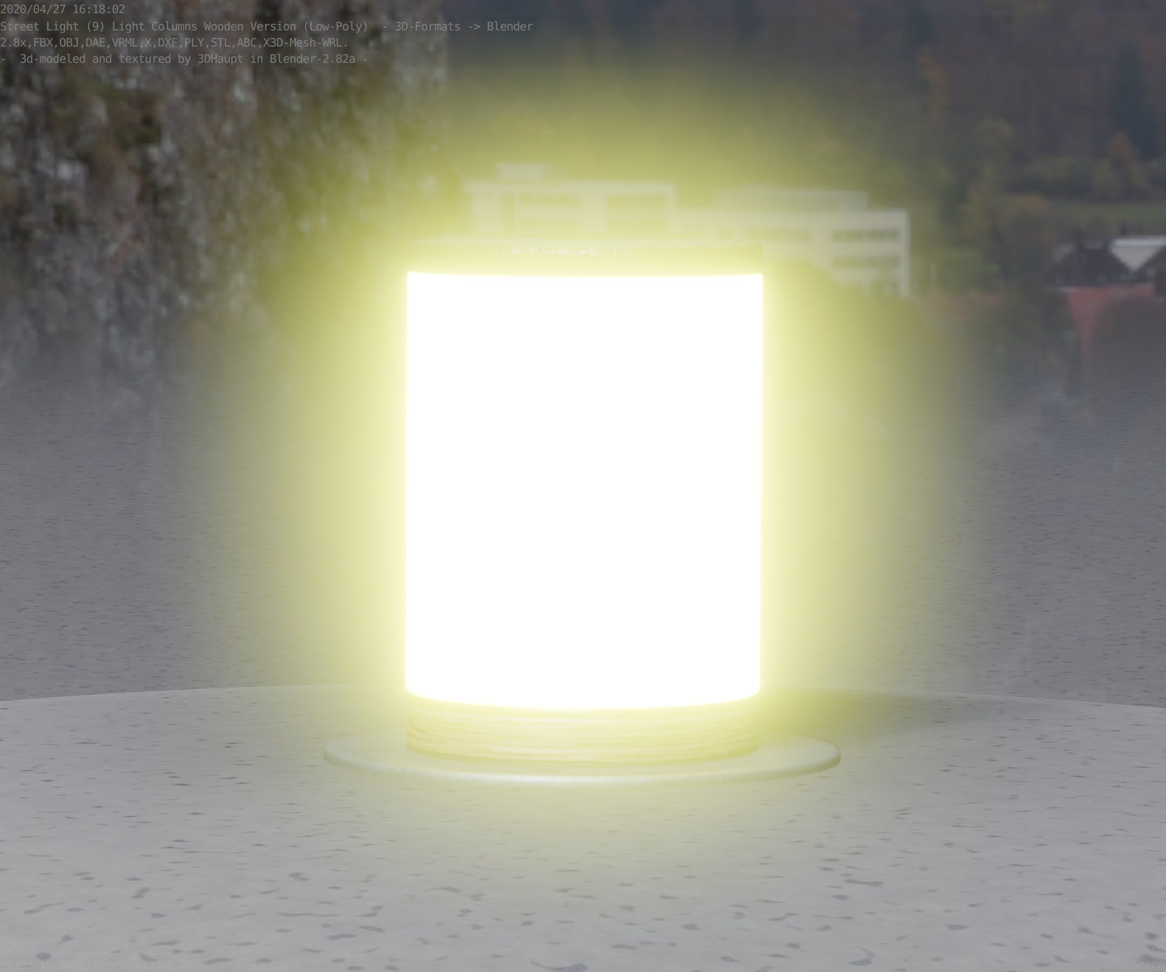 Light Column made of wood 4 - Low-Poly Street-Light Set-9 Low-poly 3D model_64