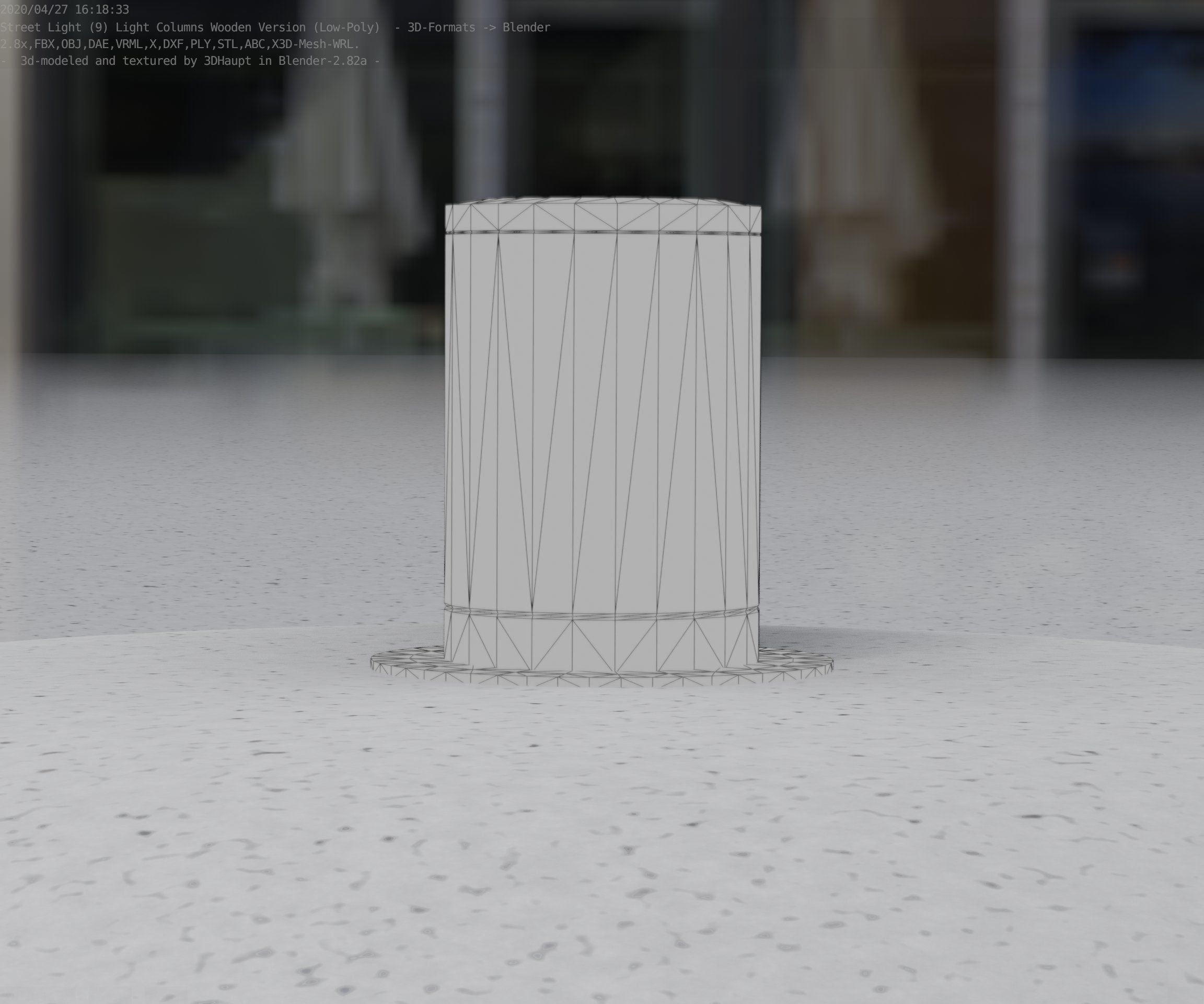 Light Column made of wood 4 - Low-Poly Street-Light Set-9 Low-poly 3D model_85