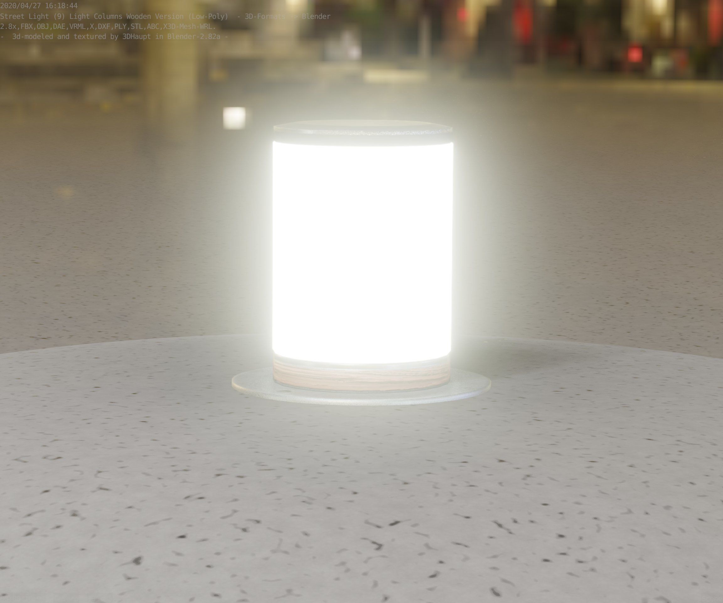 Light Column made of wood 4 - Low-Poly Street-Light Set-9 Low-poly 3D model_92