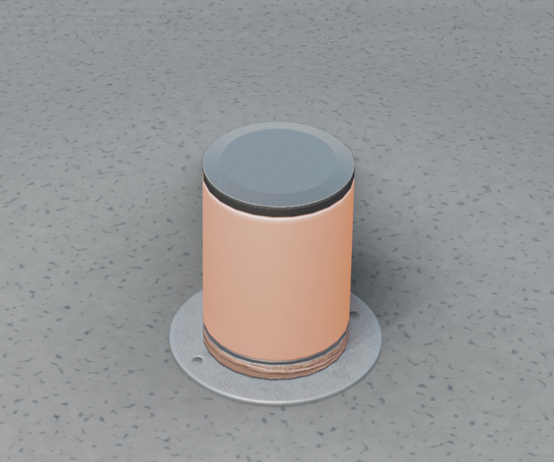 Light Column made of wood 4 - Low-Poly Street-Light Set-9 Low-poly 3D model_42