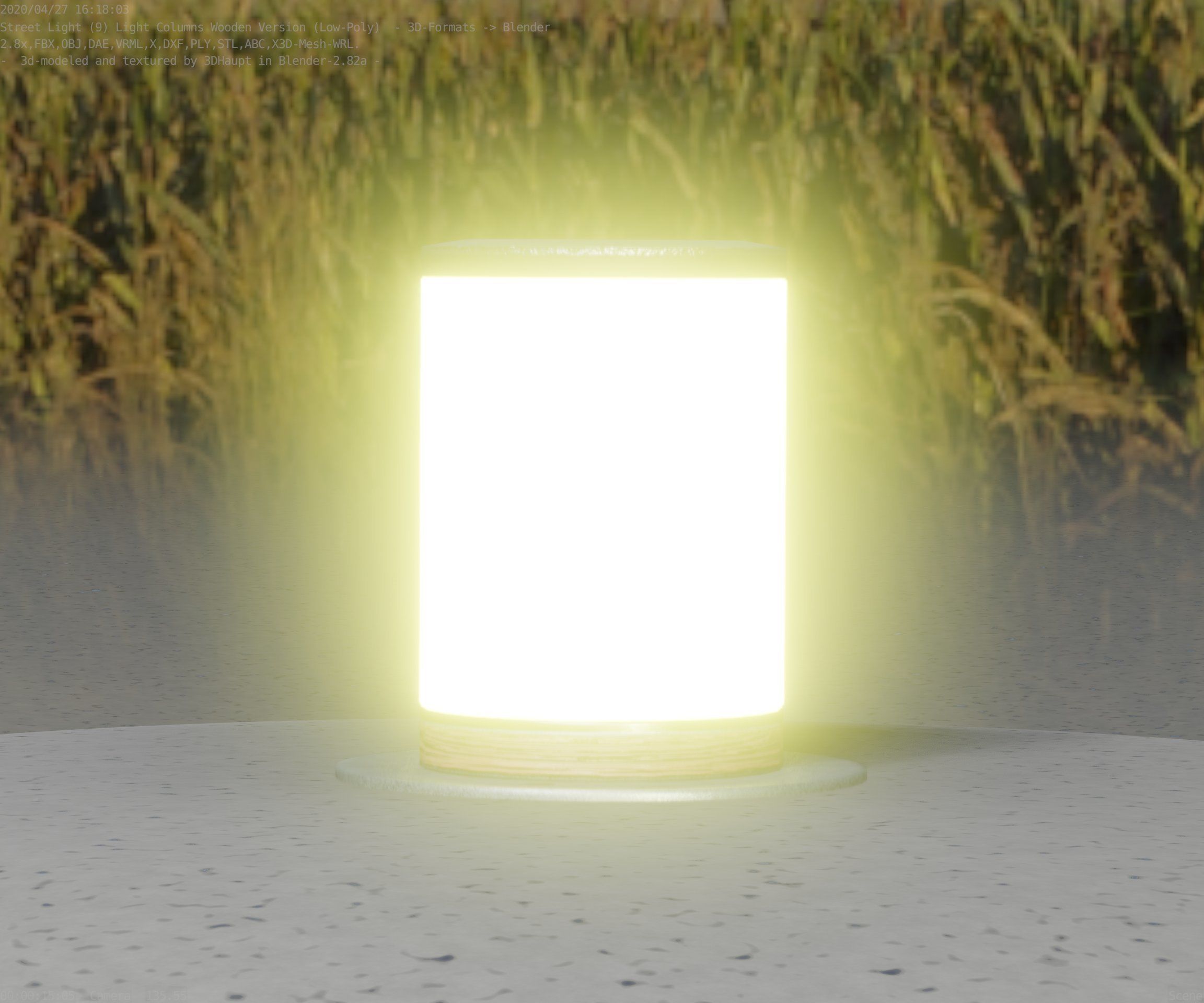 Light Column made of wood 4 - Low-Poly Street-Light Set-9 Low-poly 3D model_65