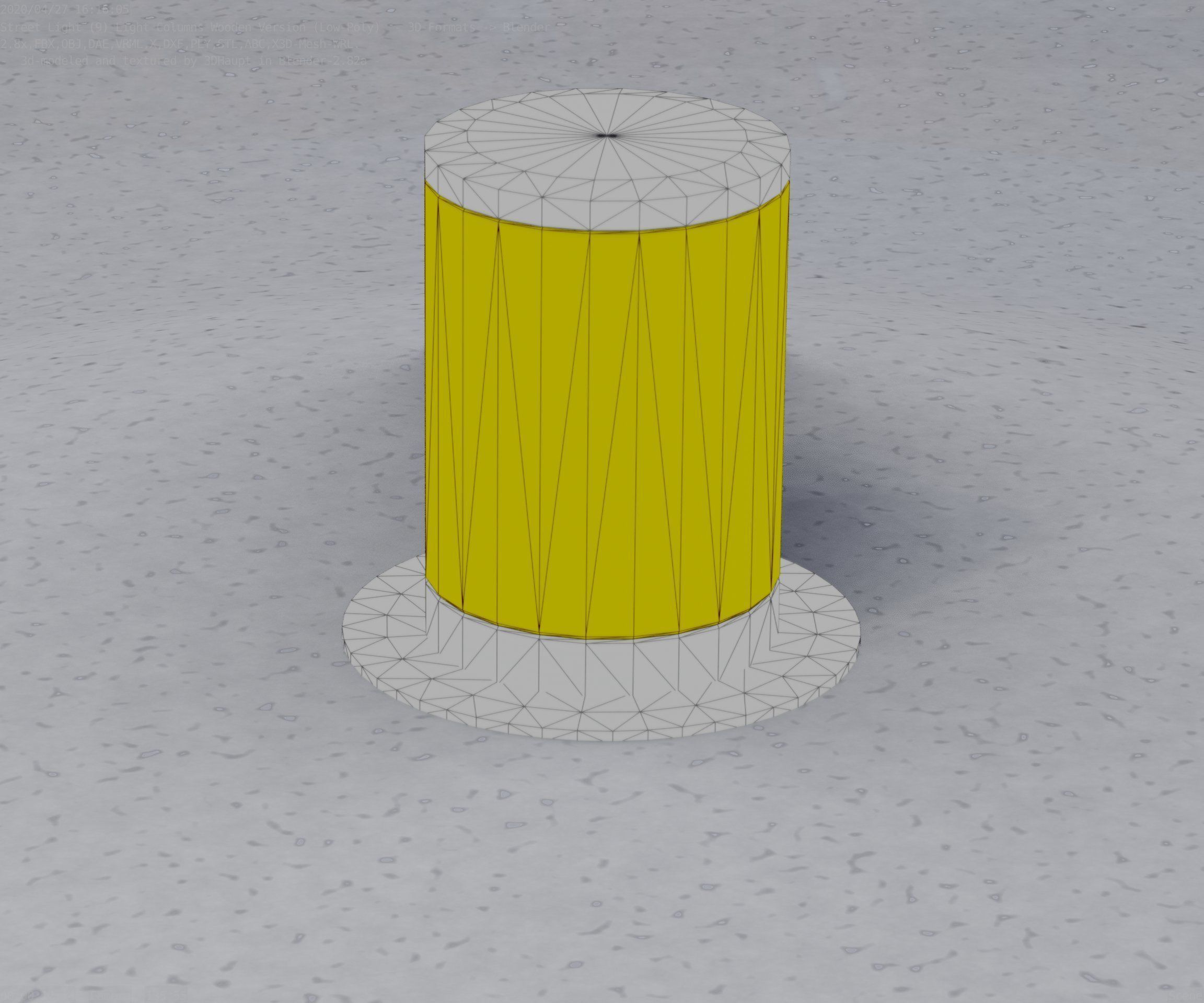 Light Column made of wood 4 - Low-Poly Street-Light Set-9 Low-poly 3D model_3