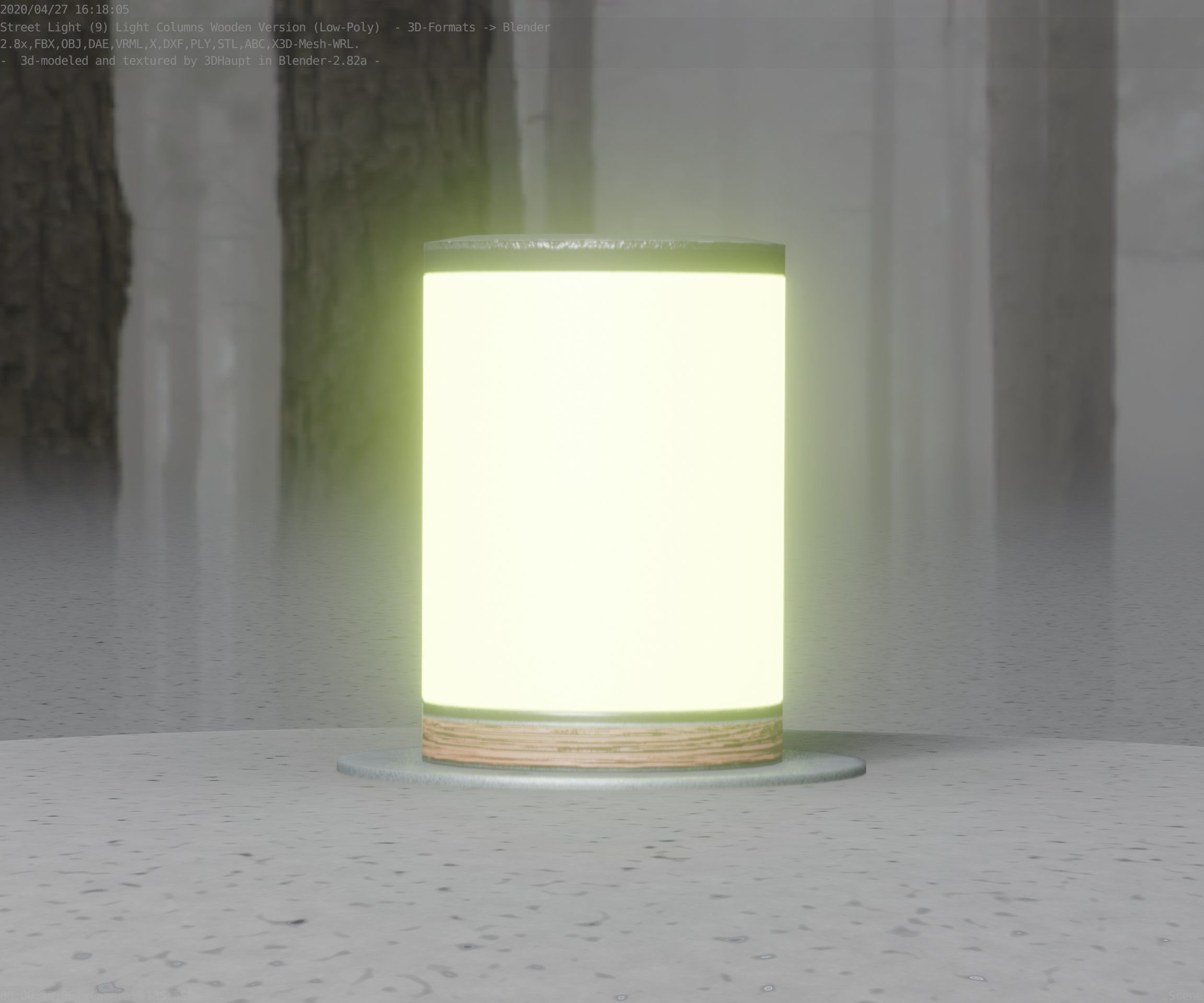 Light Column made of wood 4 - Low-Poly Street-Light Set-9 Low-poly 3D model_66