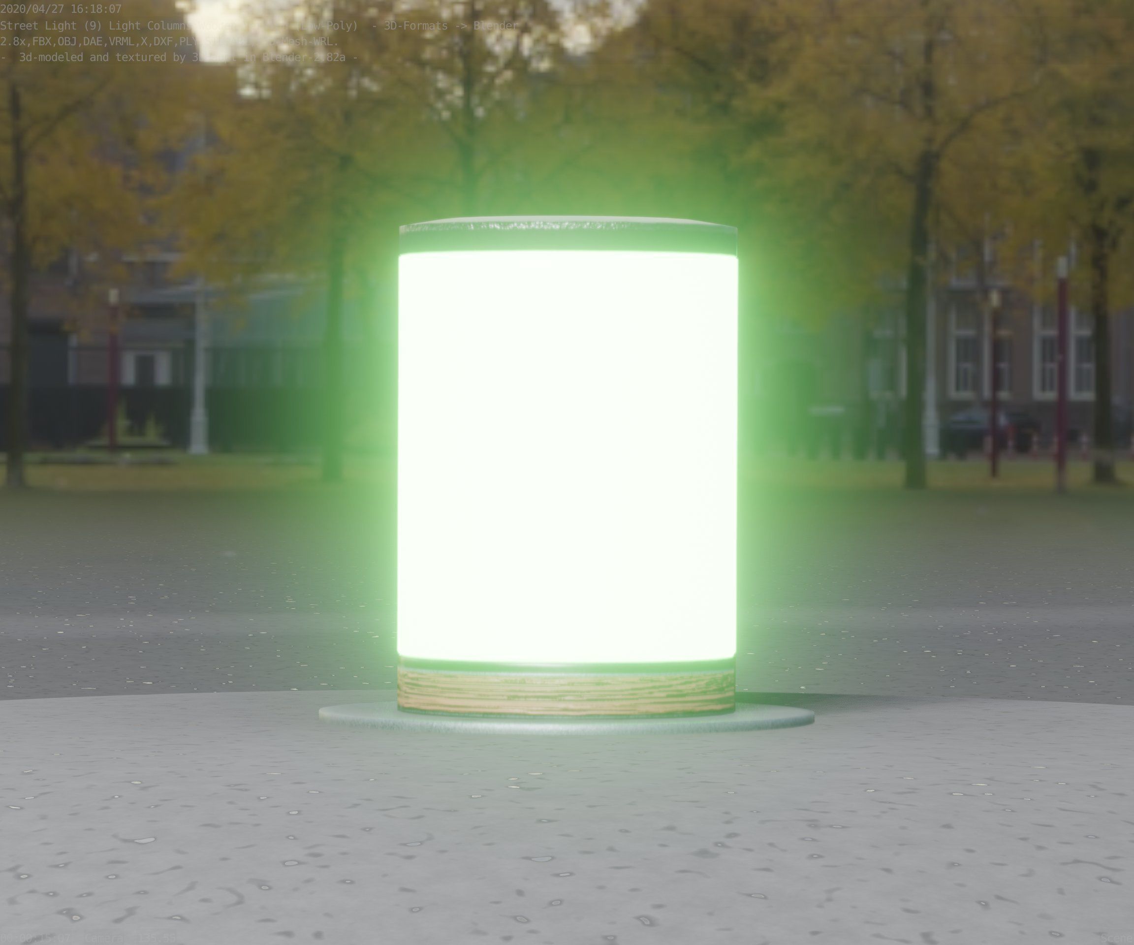 Light Column made of wood 4 - Low-Poly Street-Light Set-9 Low-poly 3D model_67