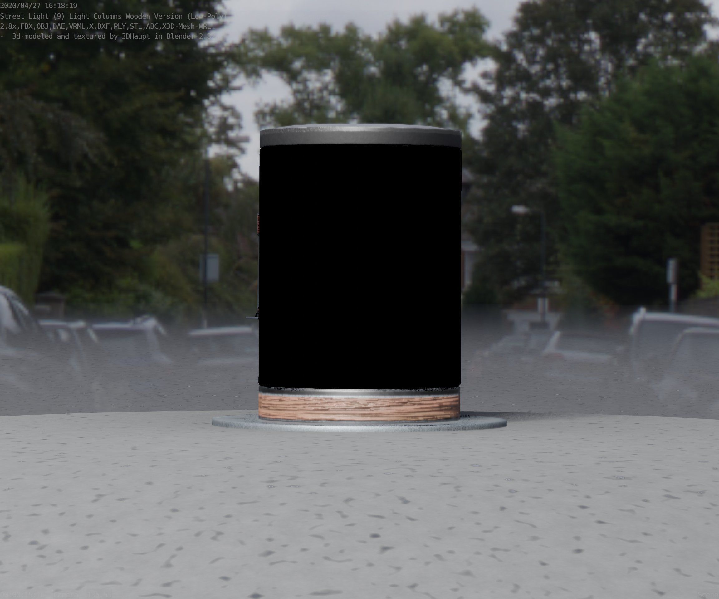 Light Column made of wood 4 - Low-Poly Street-Light Set-9 Low-poly 3D model_76