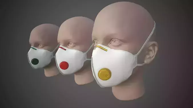 Medical Face Mask Low-poly 3D model