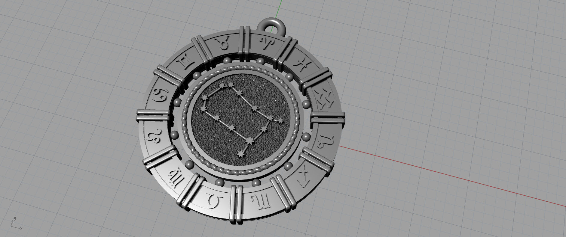 Gemini zodiac pendant 3D print model_6