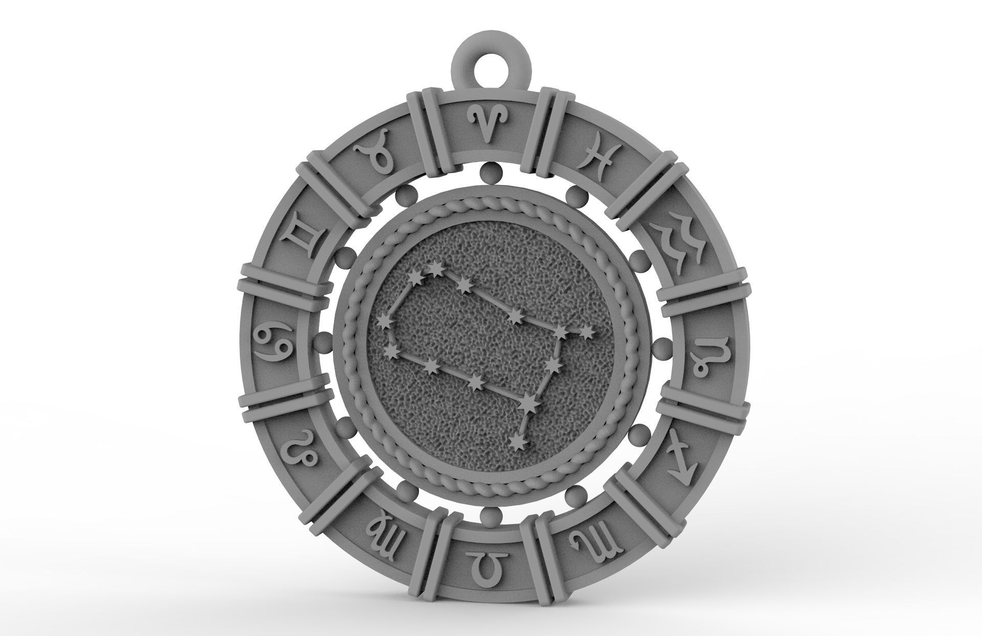 Gemini zodiac pendant 3D print model_3