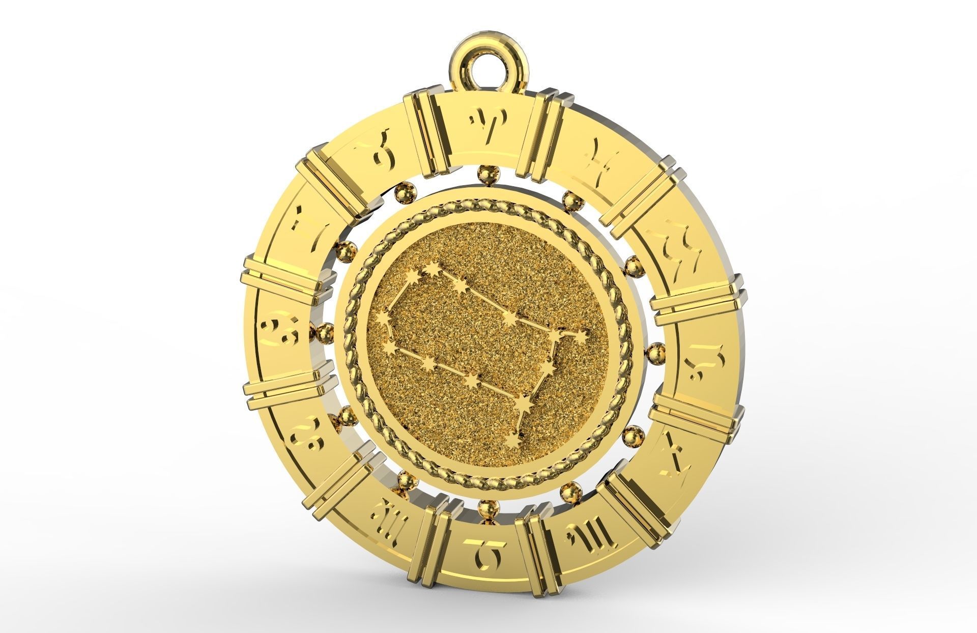 Gemini zodiac pendant 3D print model_1