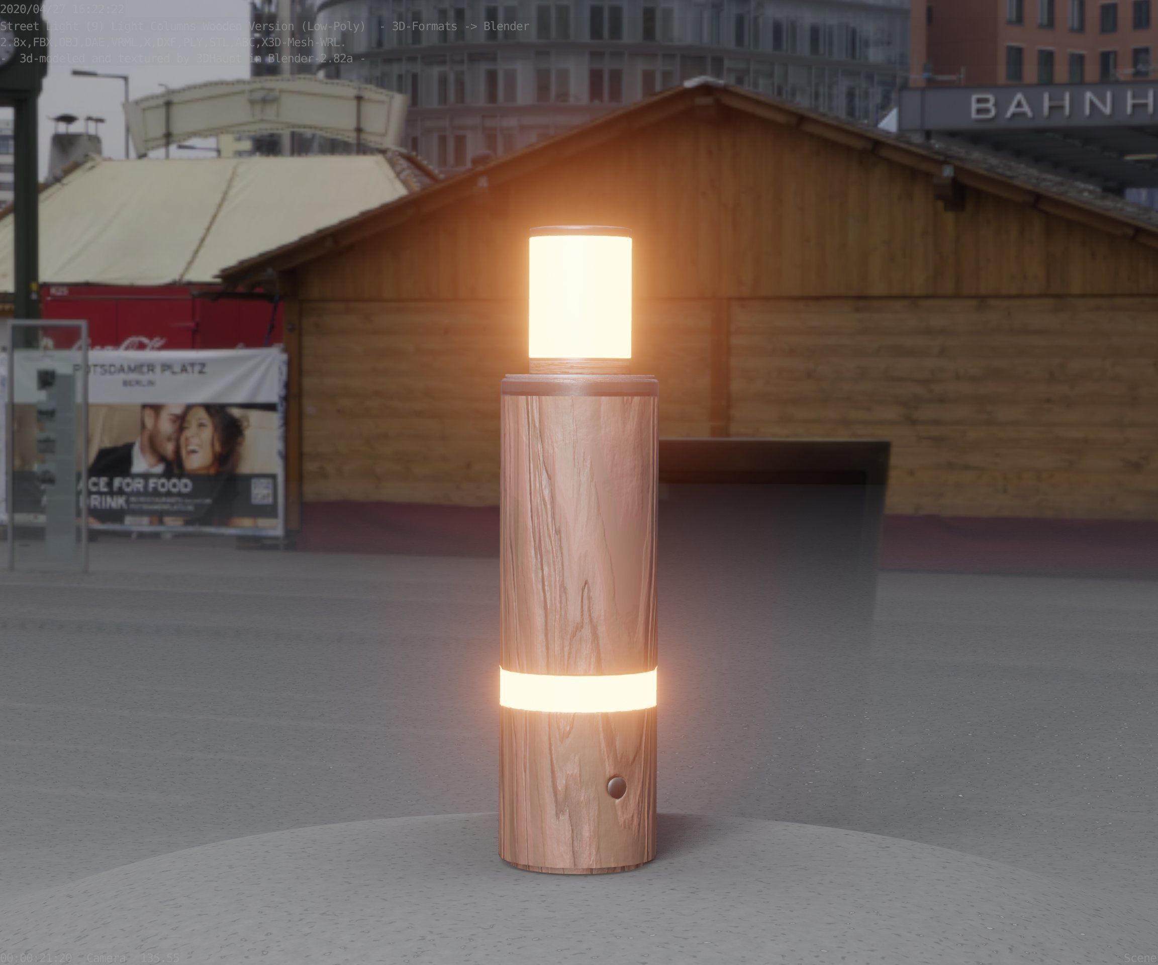 Wooden pillar of light 6 - Street-Light Set-9 Low-Poly  Low-poly 3D model_24