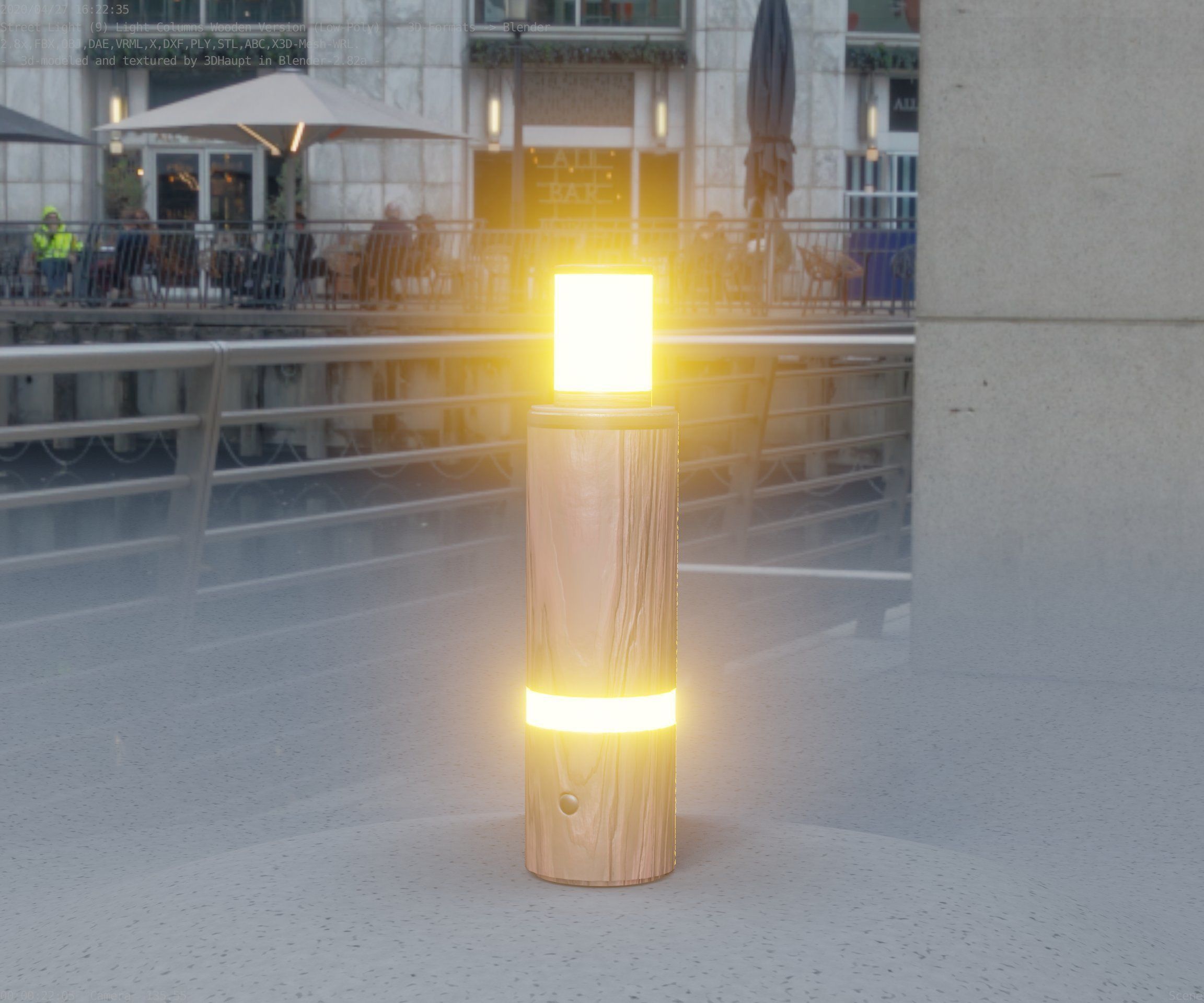 Wooden pillar of light 6 - Street-Light Set-9 Low-Poly  Low-poly 3D model_33