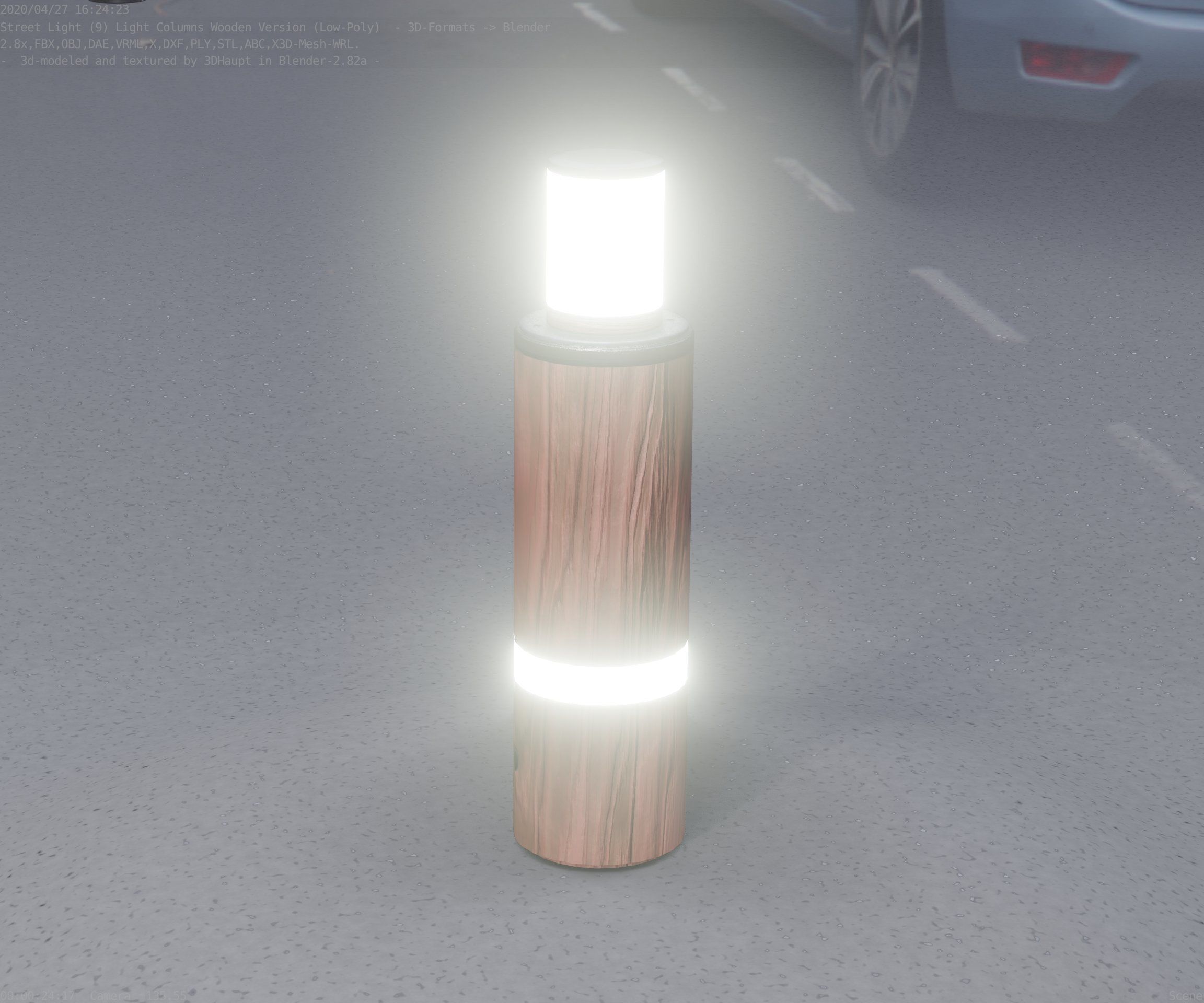 Wooden pillar of light 6 - Street-Light Set-9 Low-Poly  Low-poly 3D model_93
