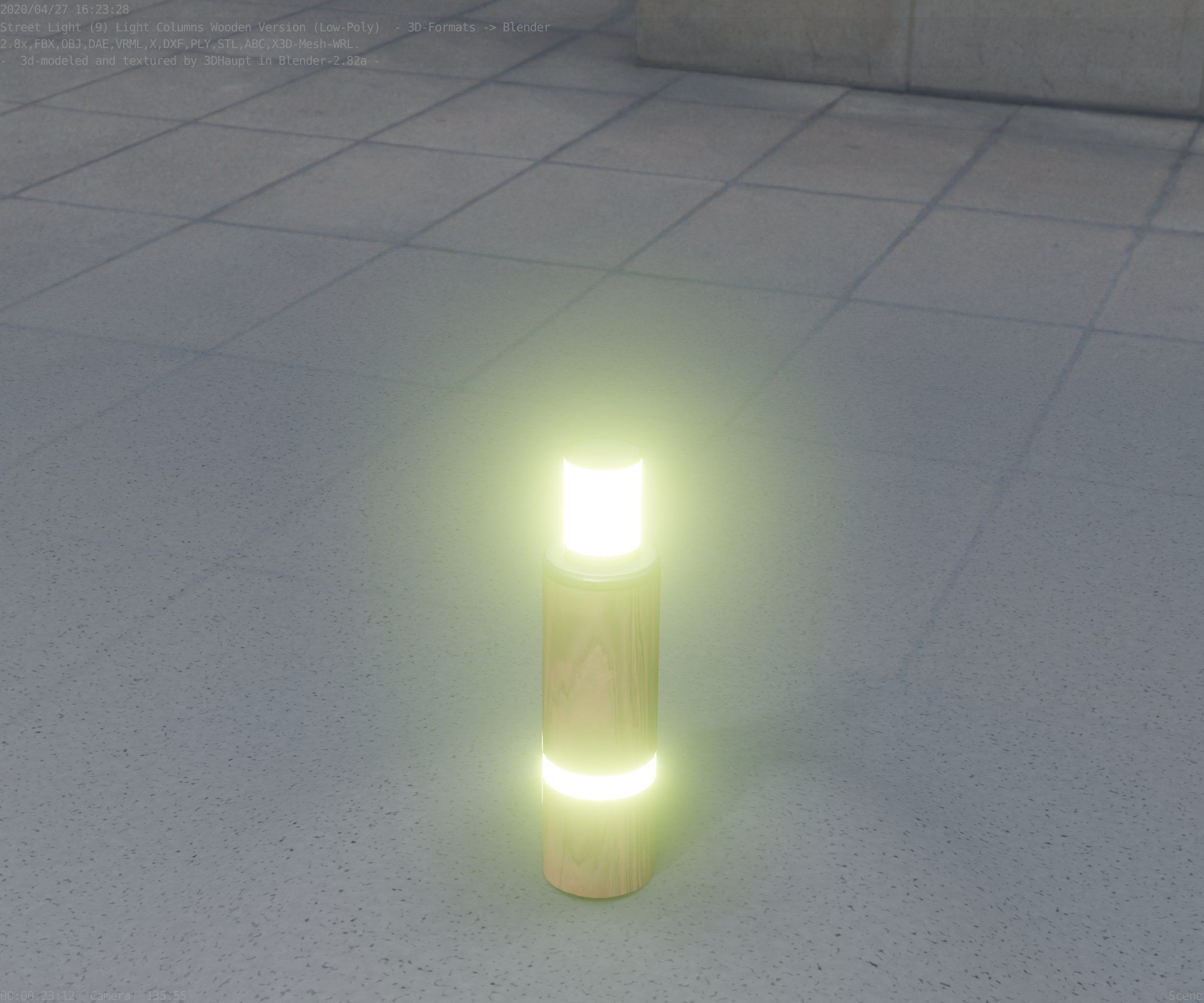 Wooden pillar of light 6 - Street-Light Set-9 Low-Poly  Low-poly 3D model_64