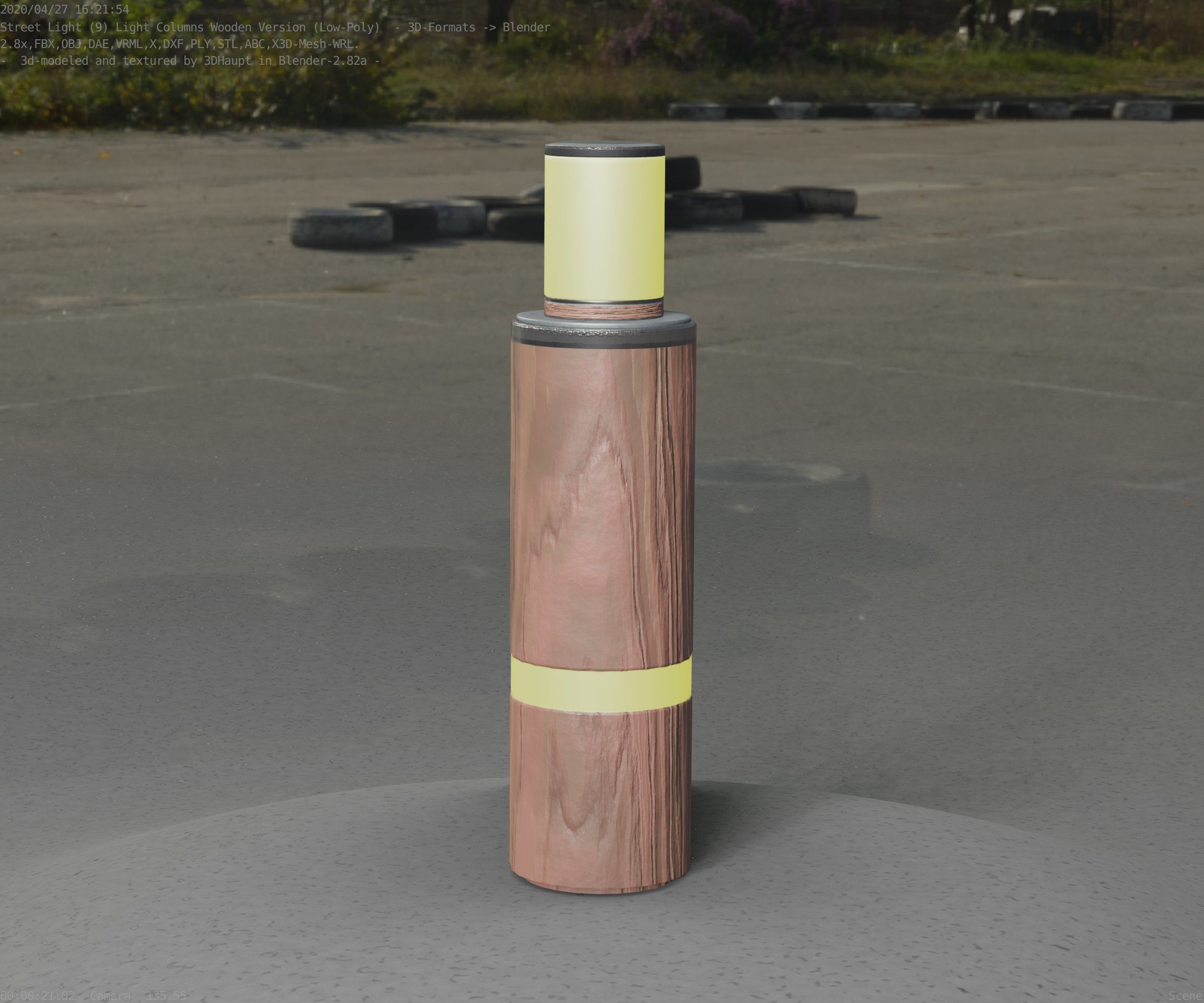 Wooden pillar of light 6 - Street-Light Set-9 Low-Poly  Low-poly 3D model_2