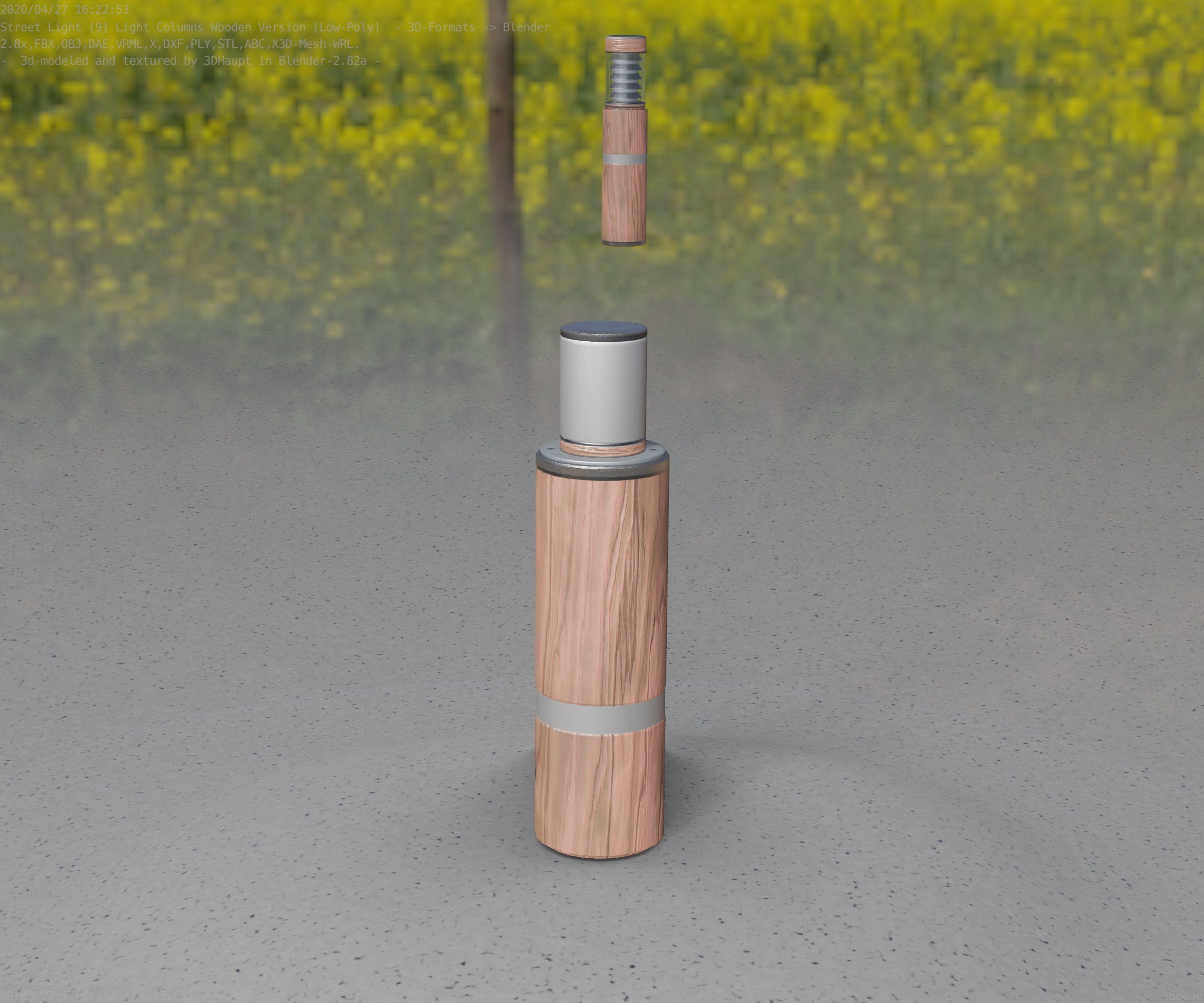 Wooden pillar of light 6 - Street-Light Set-9 Low-Poly  Low-poly 3D model_45