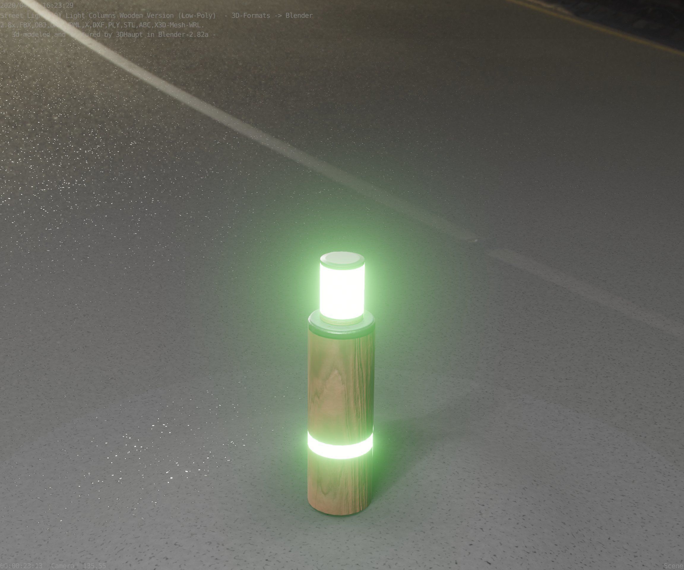 Wooden pillar of light 6 - Street-Light Set-9 Low-Poly  Low-poly 3D model_65