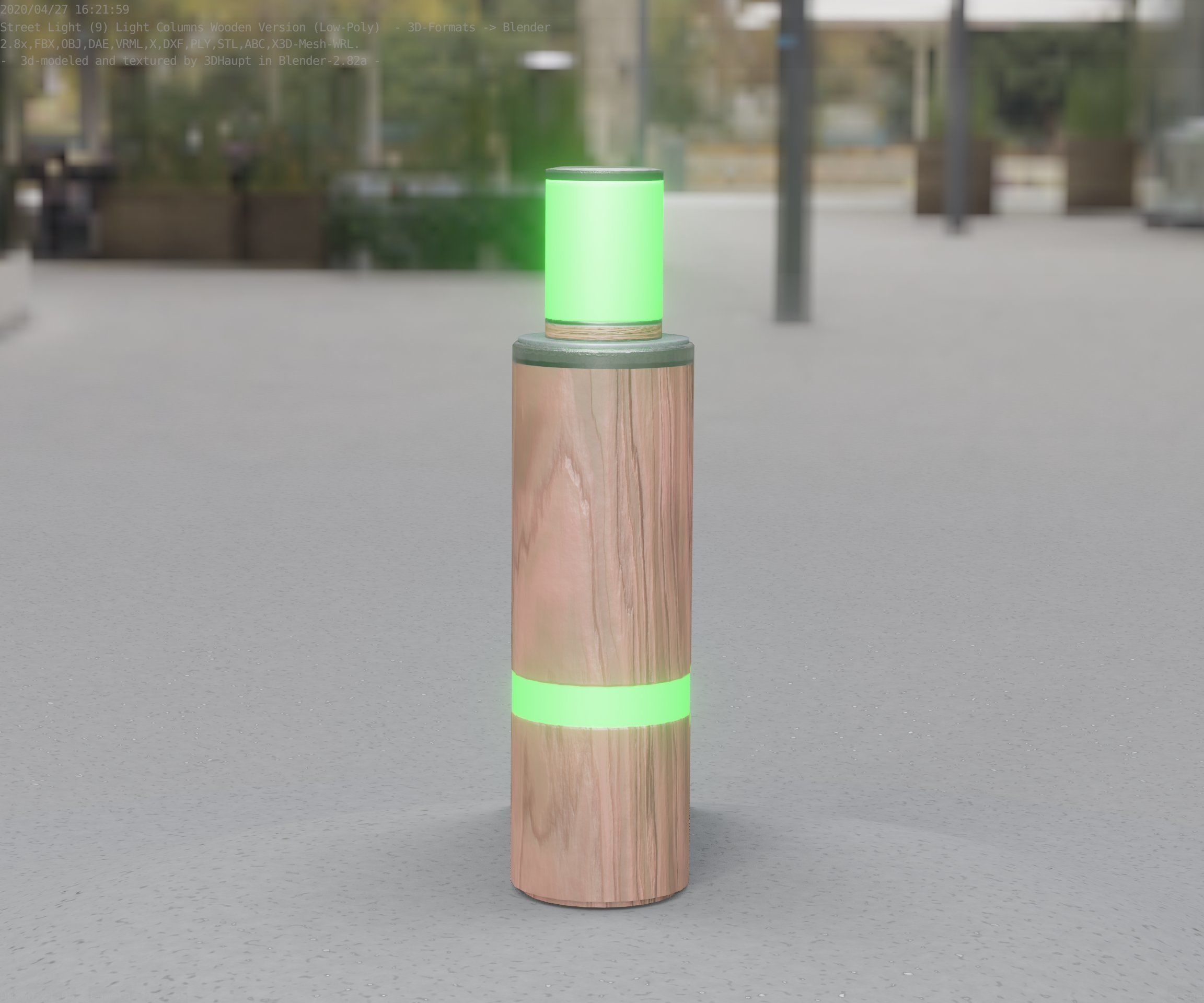 Wooden pillar of light 6 - Street-Light Set-9 Low-Poly  Low-poly 3D model_5