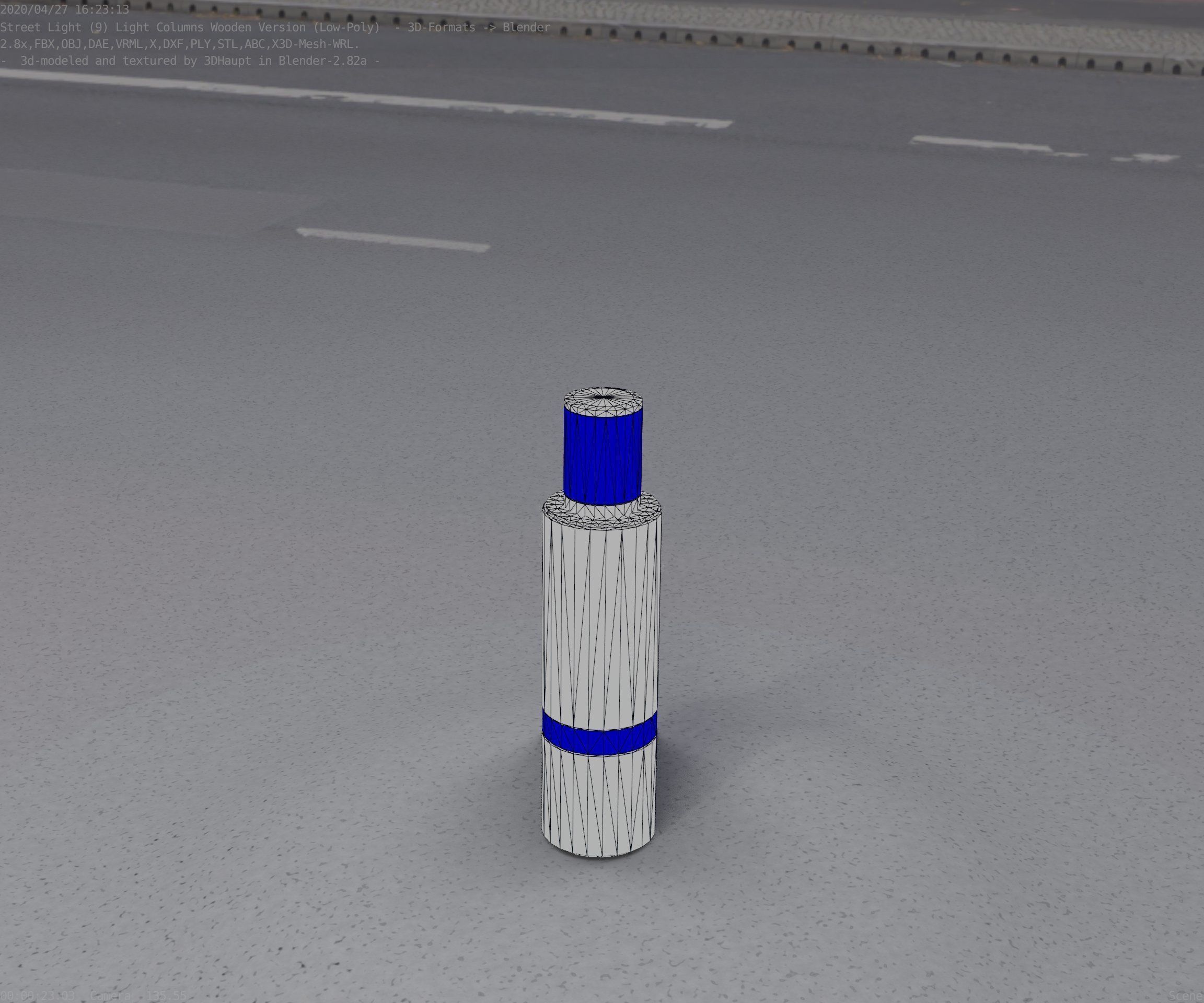 Wooden pillar of light 6 - Street-Light Set-9 Low-Poly  Low-poly 3D model_55