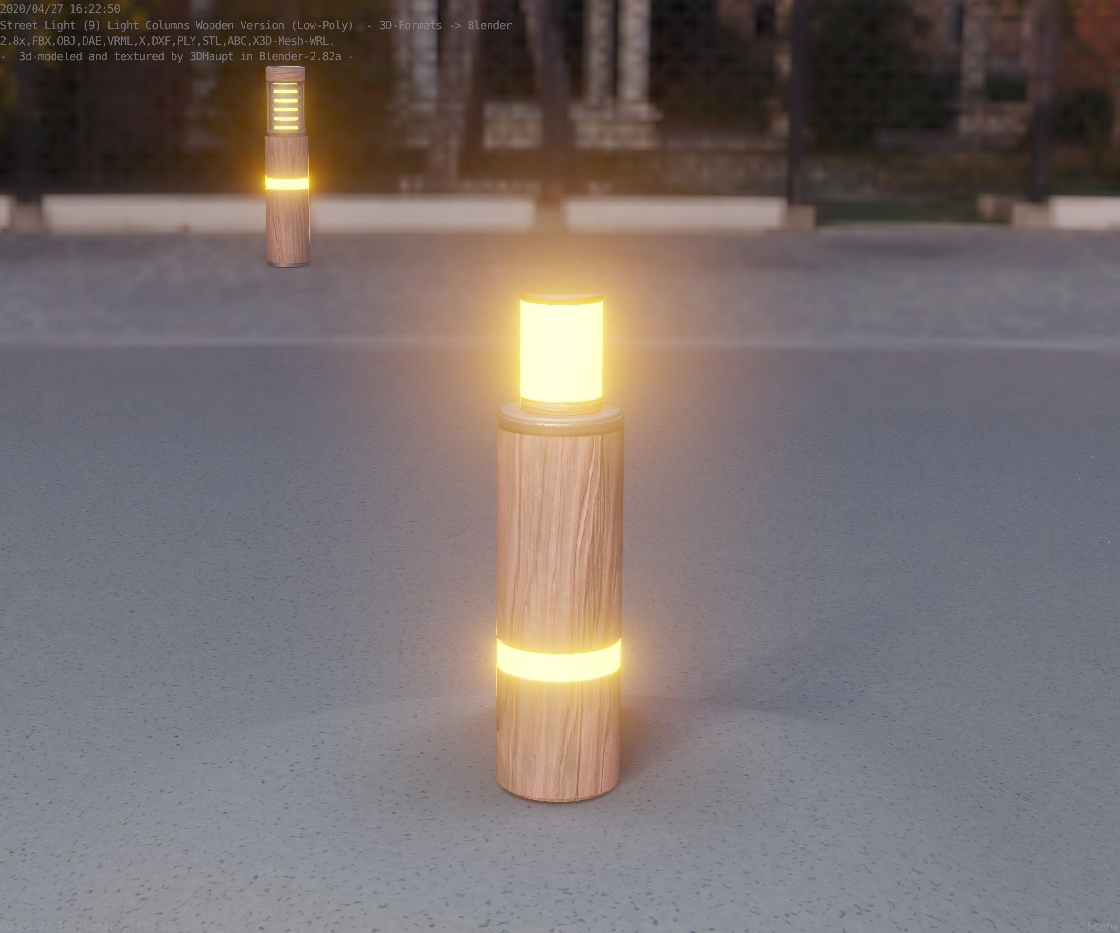 Wooden pillar of light 6 - Street-Light Set-9 Low-Poly  Low-poly 3D model_43