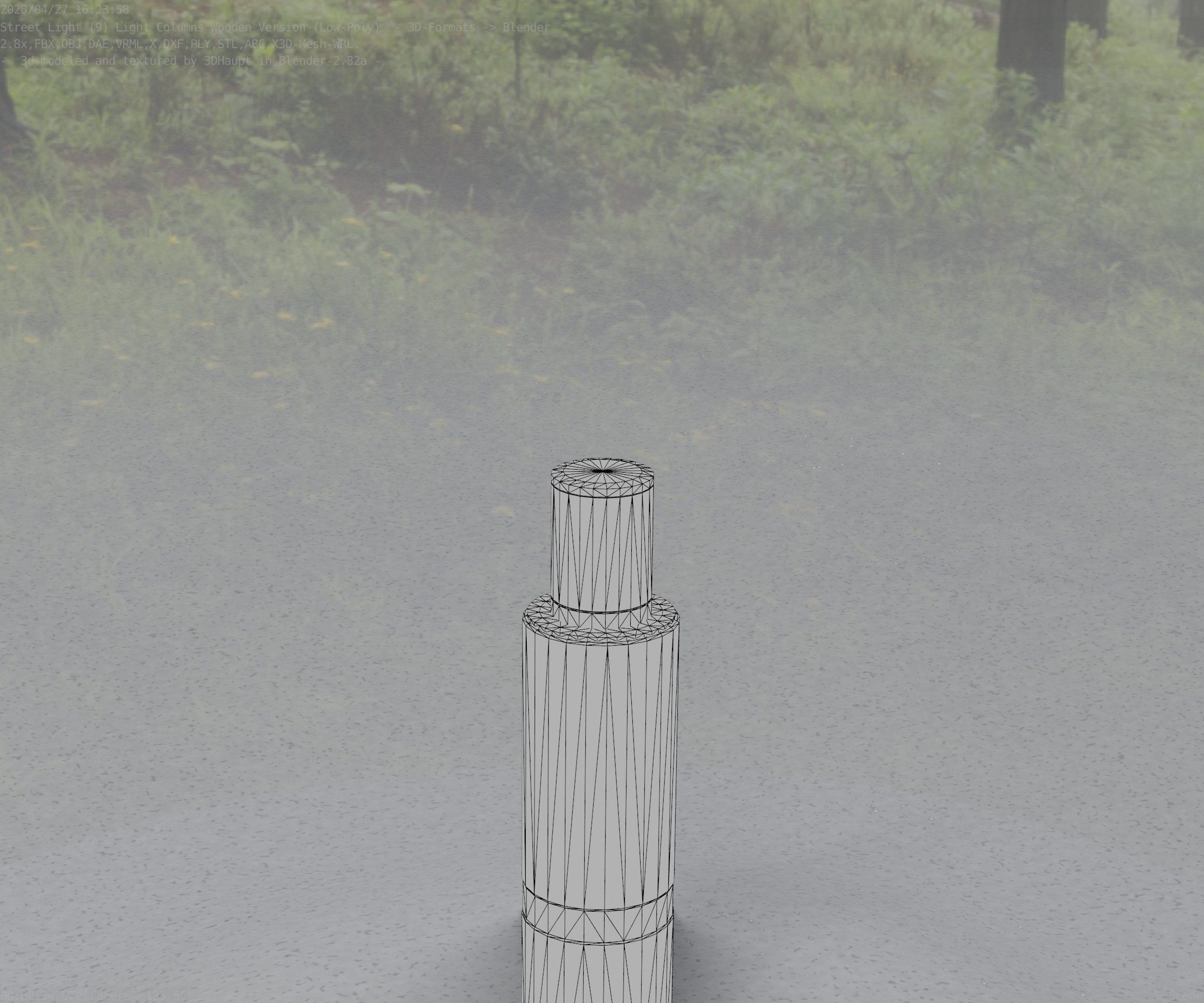 Wooden pillar of light 6 - Street-Light Set-9 Low-Poly  Low-poly 3D model_83