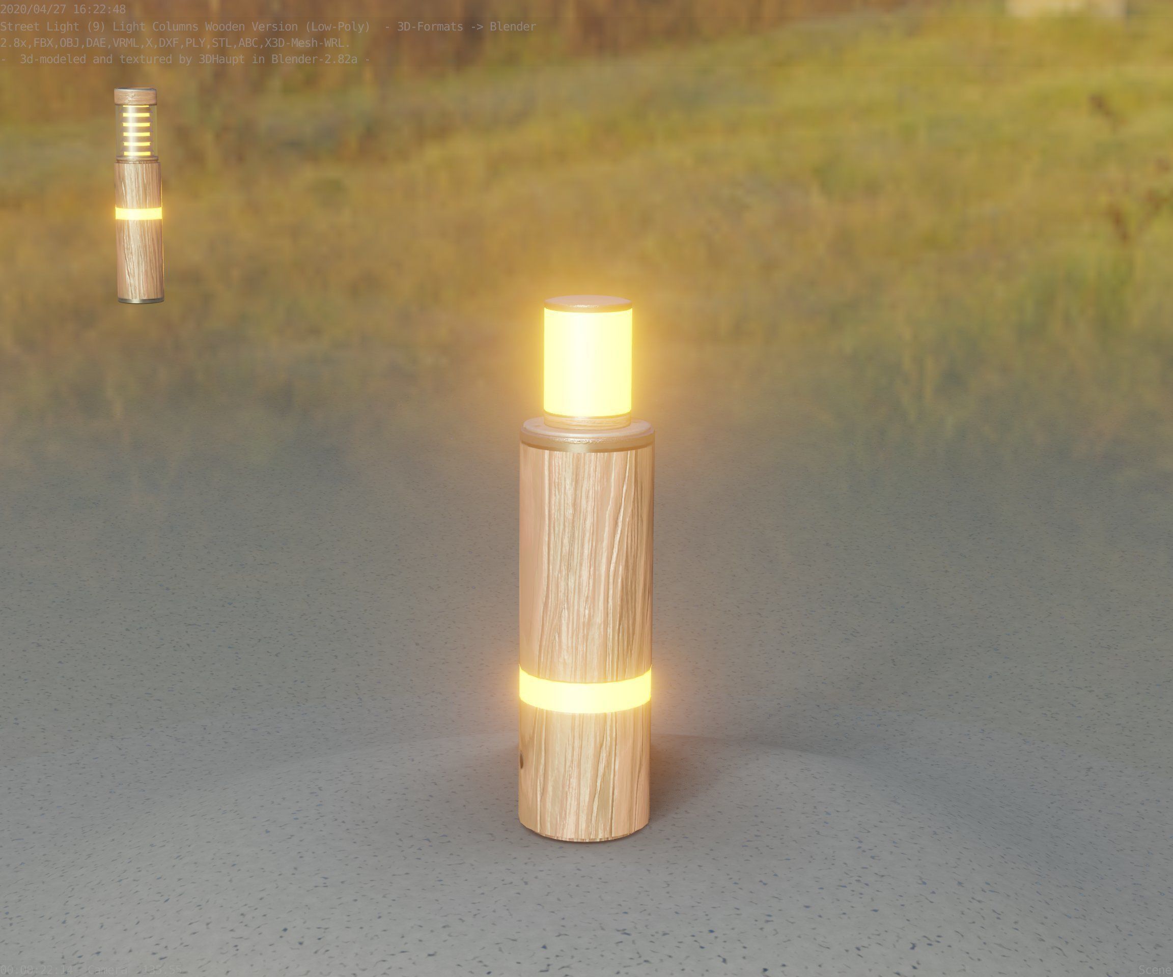 Wooden pillar of light 6 - Street-Light Set-9 Low-Poly  Low-poly 3D model_42