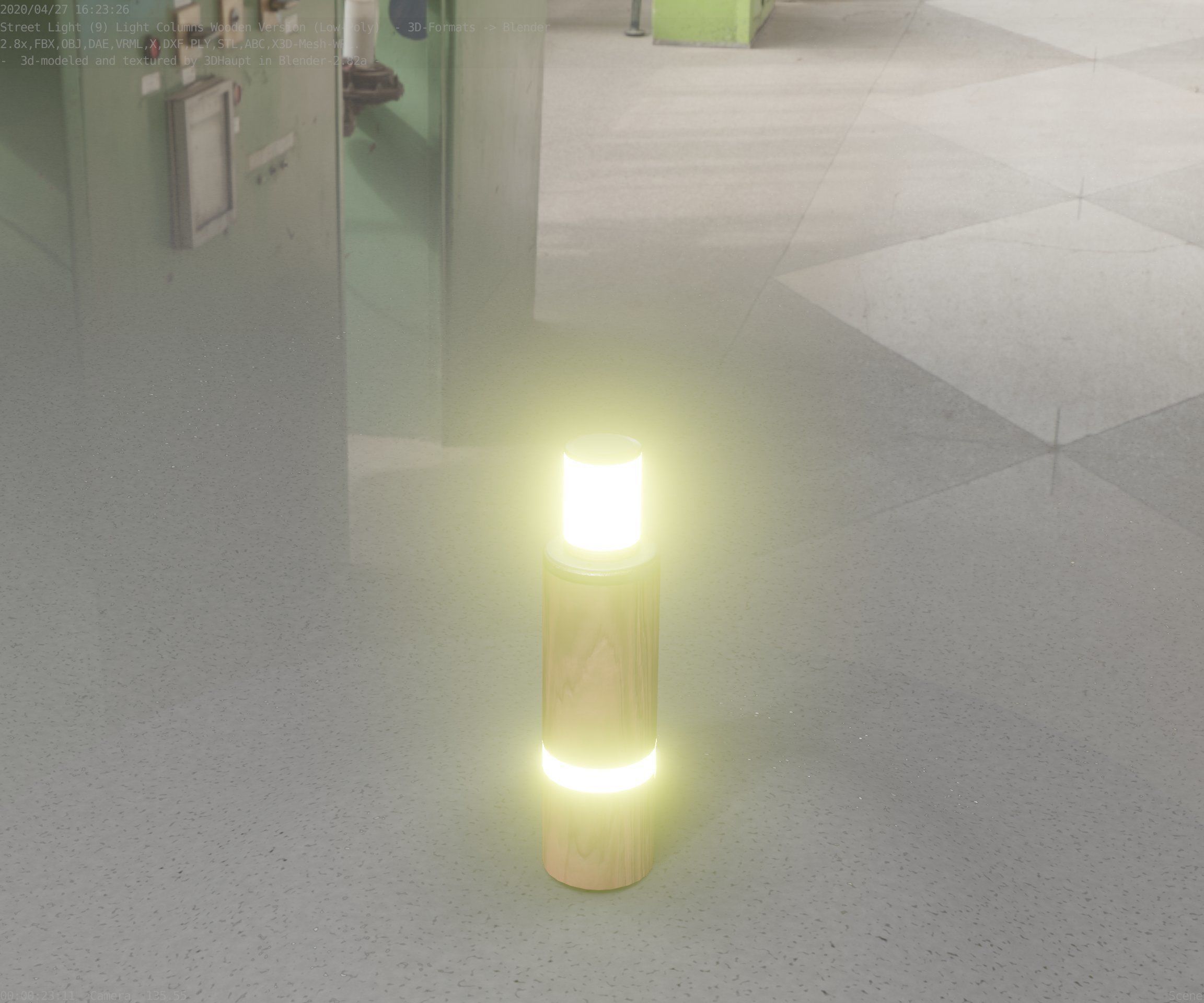 Wooden pillar of light 6 - Street-Light Set-9 Low-Poly  Low-poly 3D model_63
