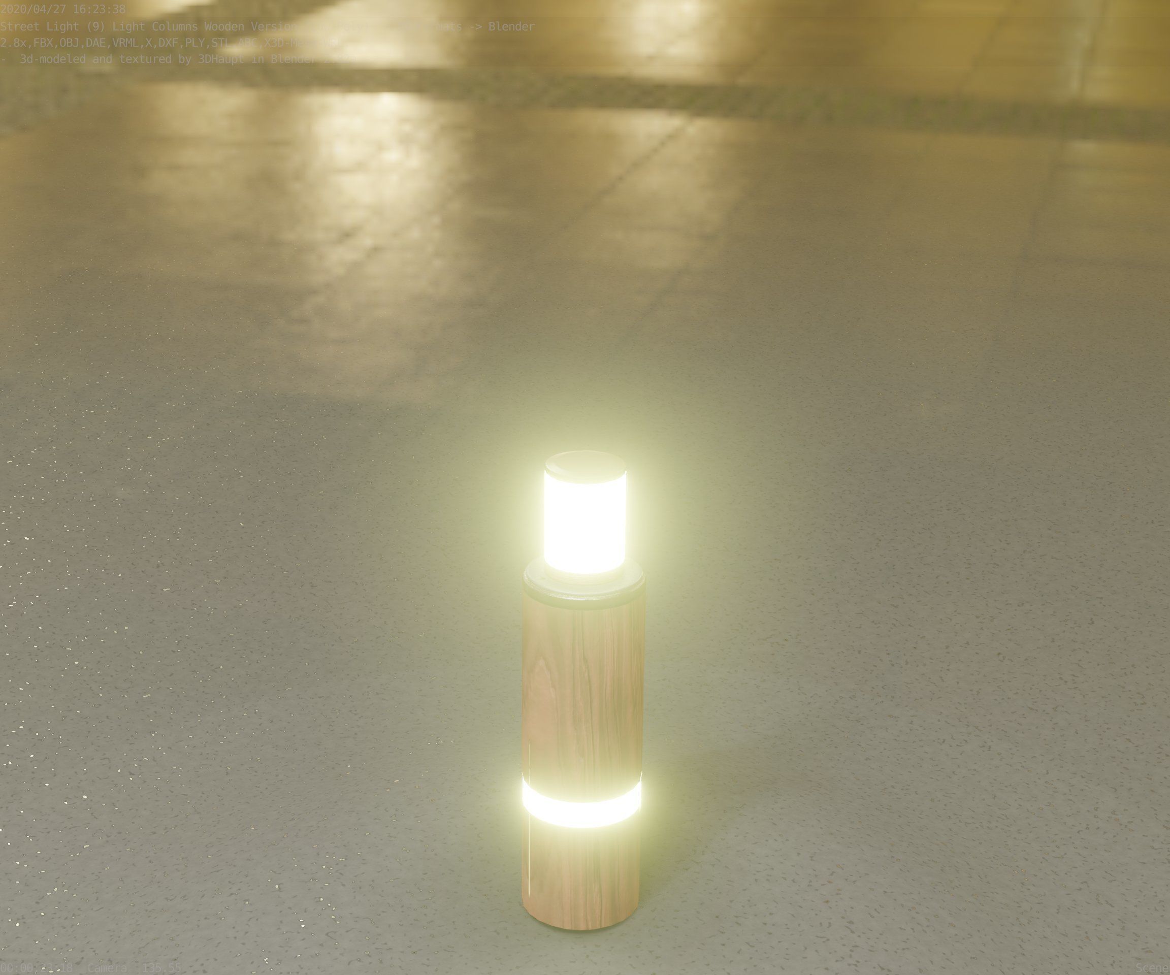 Wooden pillar of light 6 - Street-Light Set-9 Low-Poly  Low-poly 3D model_70