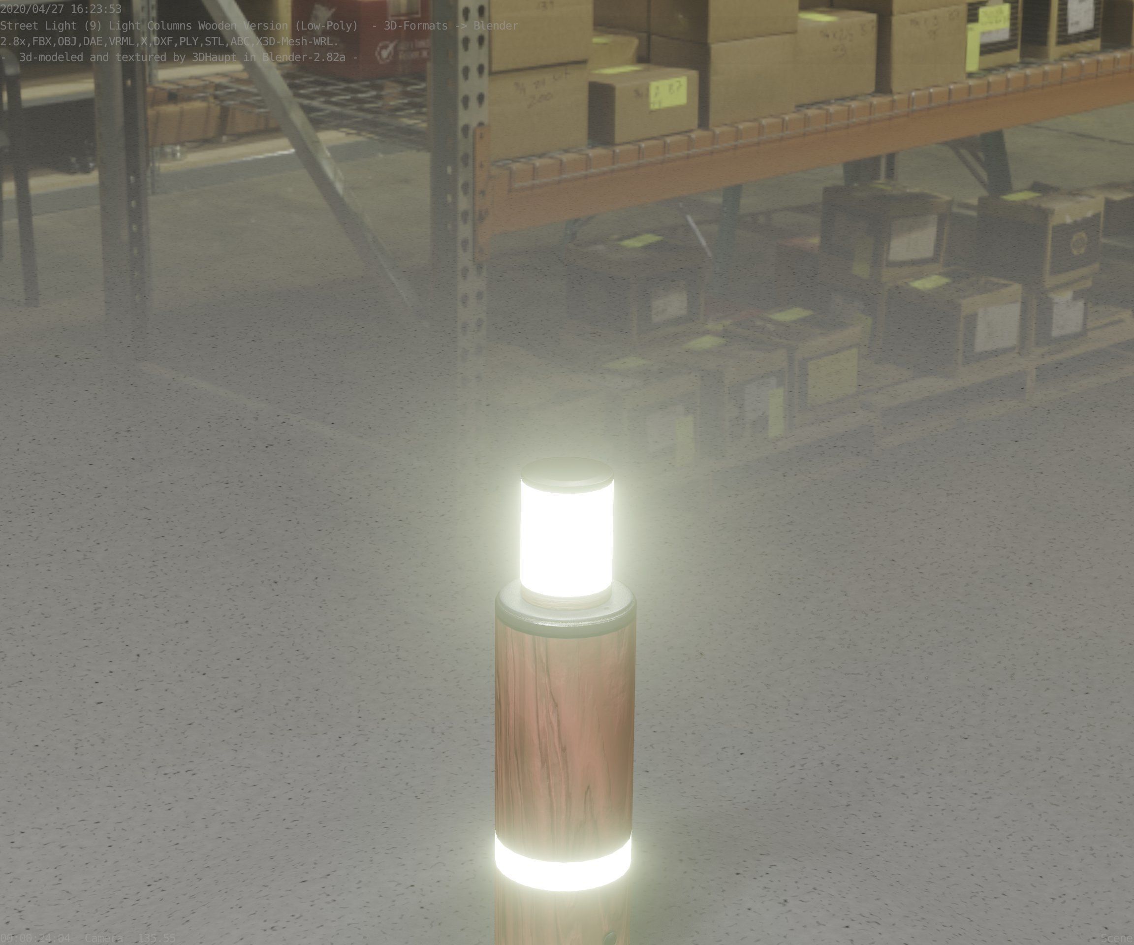 Wooden pillar of light 6 - Street-Light Set-9 Low-Poly  Low-poly 3D model_80