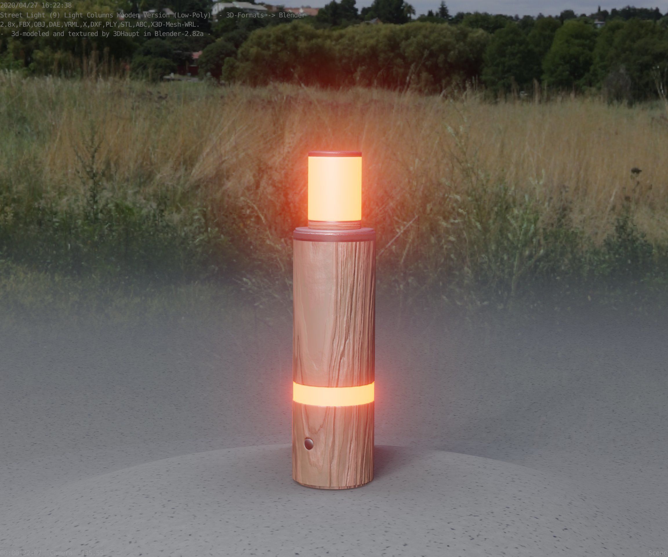 Wooden pillar of light 6 - Street-Light Set-9 Low-Poly  Low-poly 3D model_35