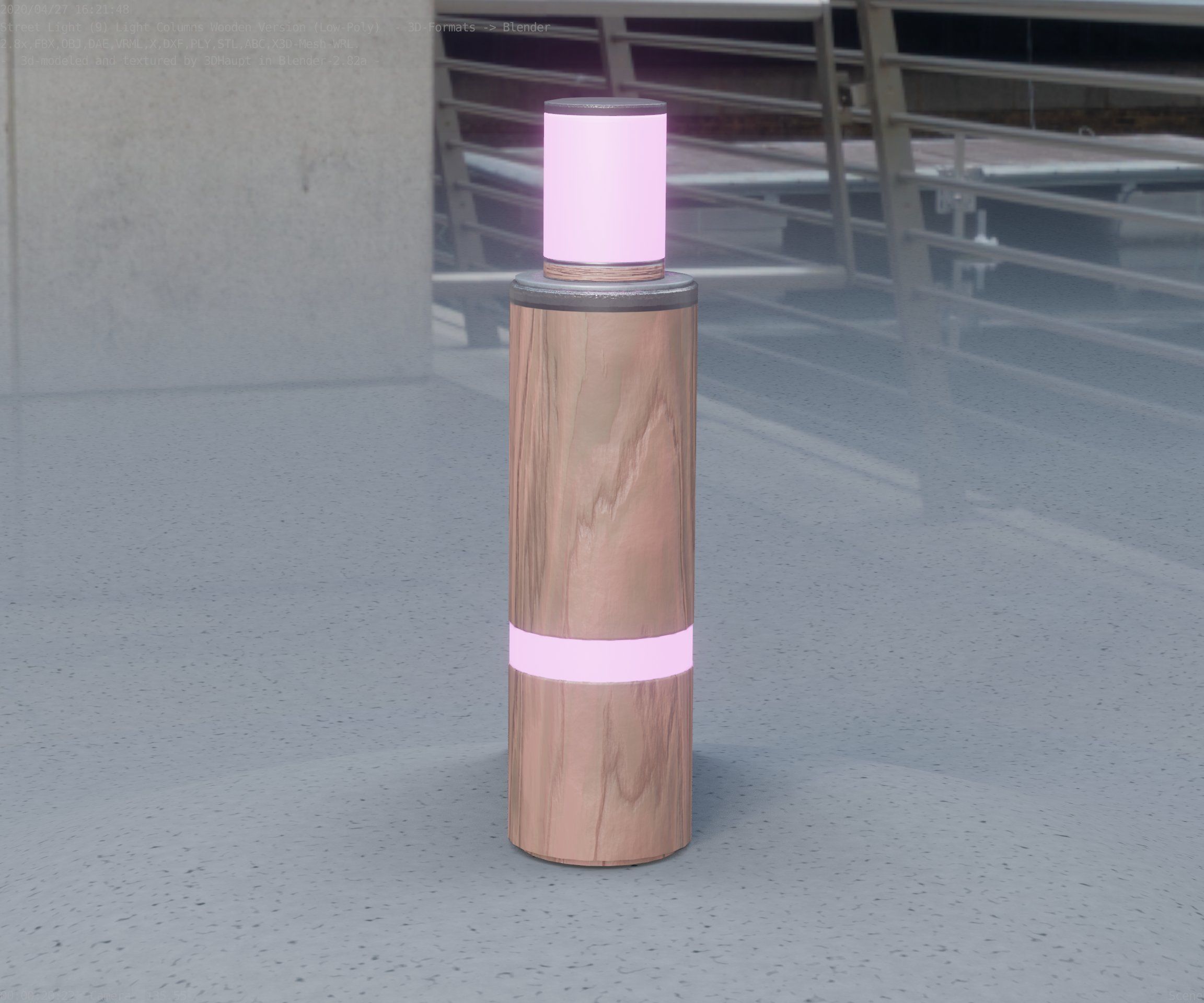 Wooden pillar of light 6 - Street-Light Set-9 Low-Poly  Low-poly 3D model_10