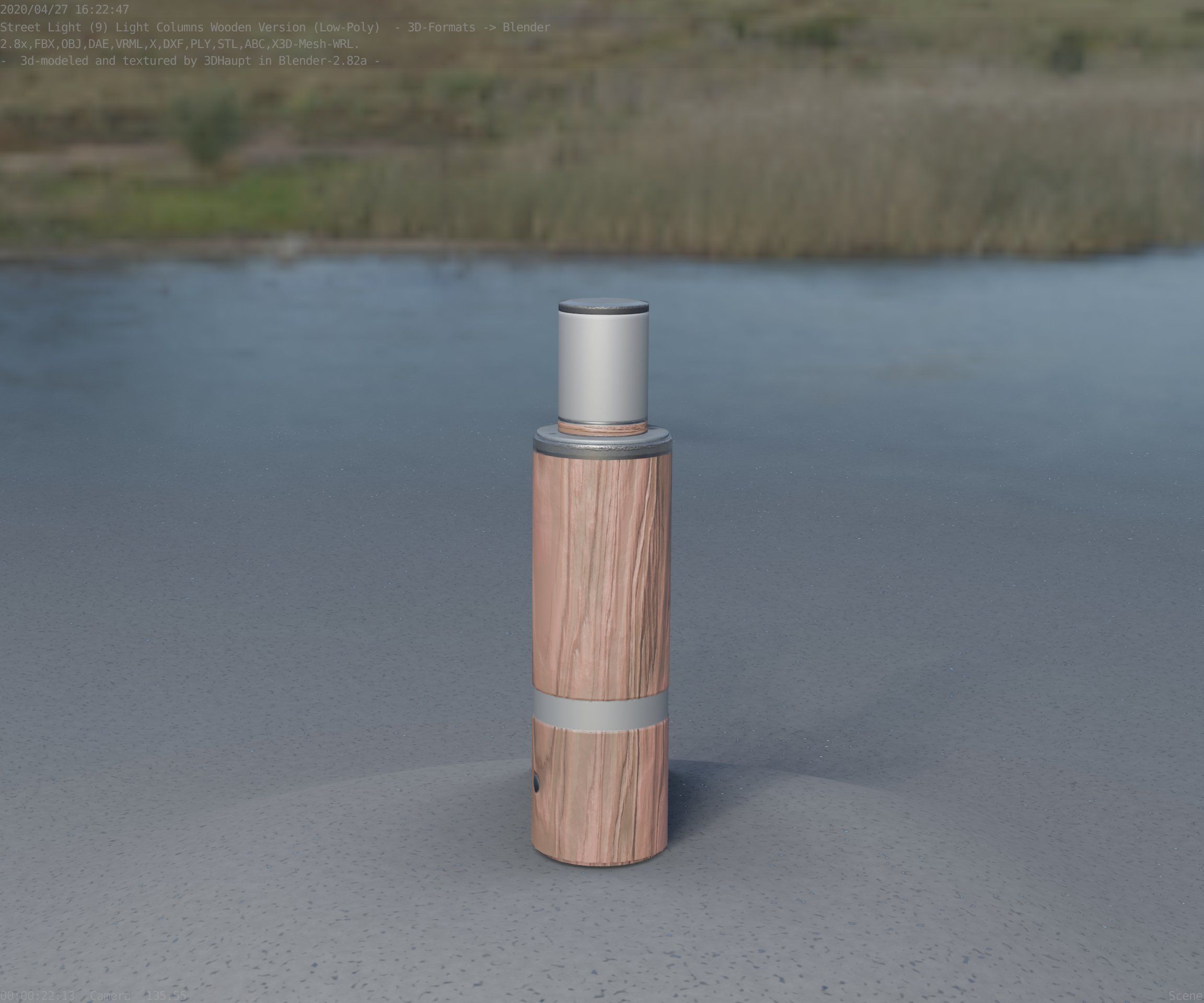 Wooden pillar of light 6 - Street-Light Set-9 Low-Poly  Low-poly 3D model_41