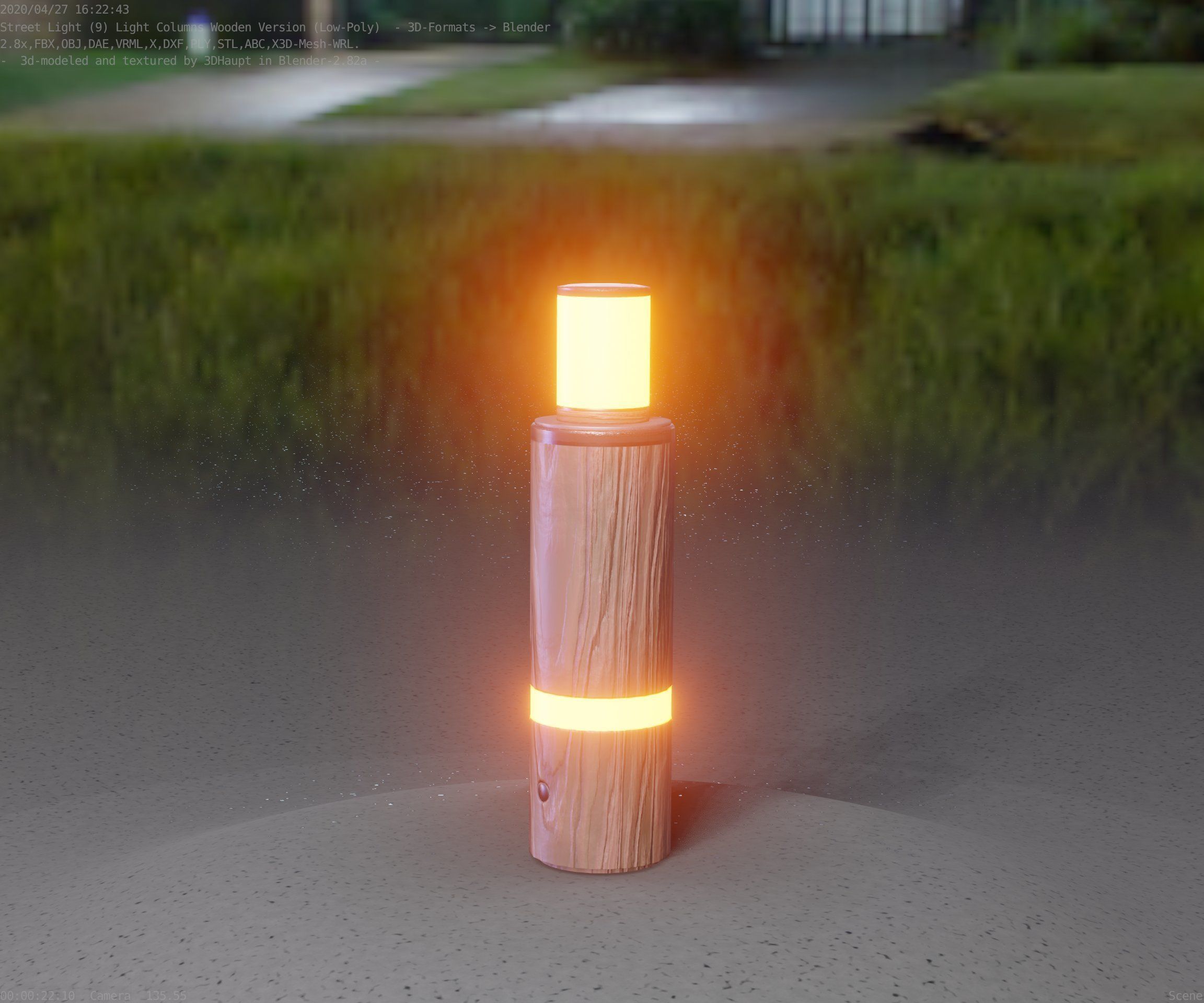 Wooden pillar of light 6 - Street-Light Set-9 Low-Poly  Low-poly 3D model_38