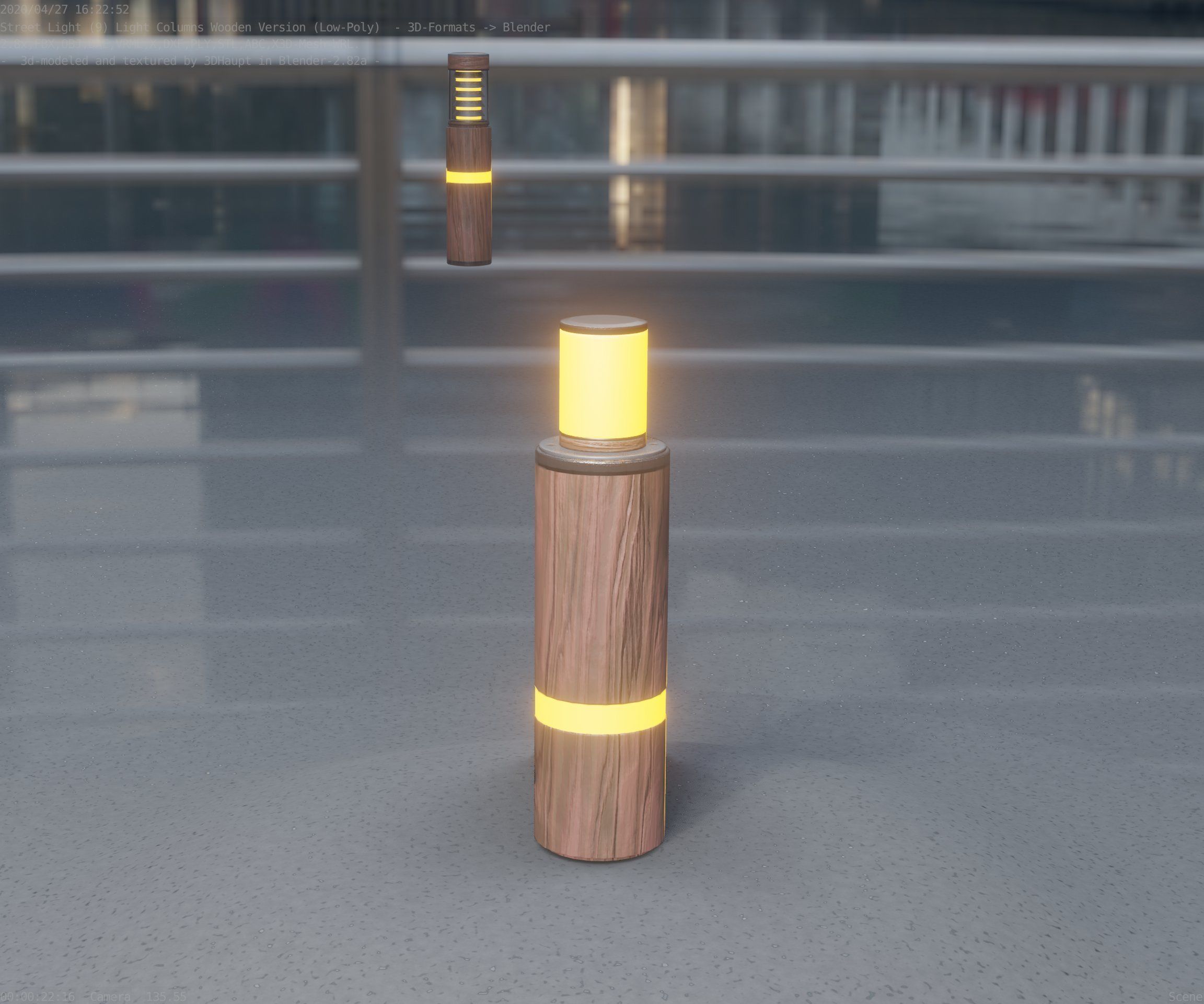 Wooden pillar of light 6 - Street-Light Set-9 Low-Poly  Low-poly 3D model_44