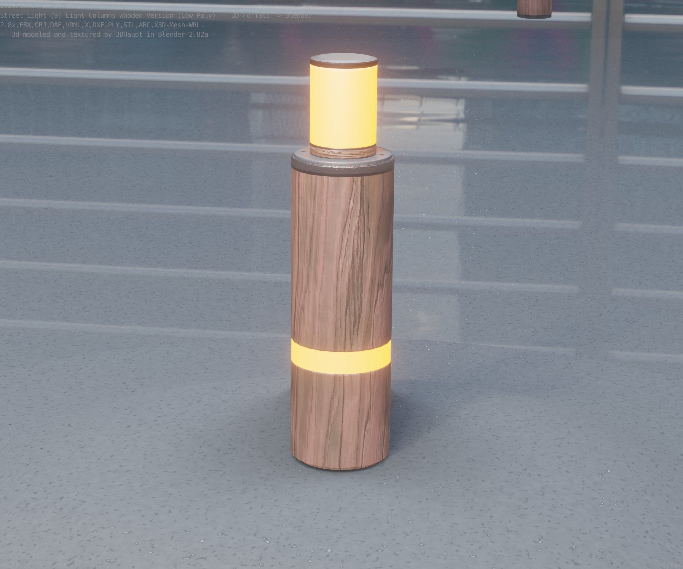Wooden pillar of light 6 - Street-Light Set-9 Low-Poly  Low-poly 3D model_95