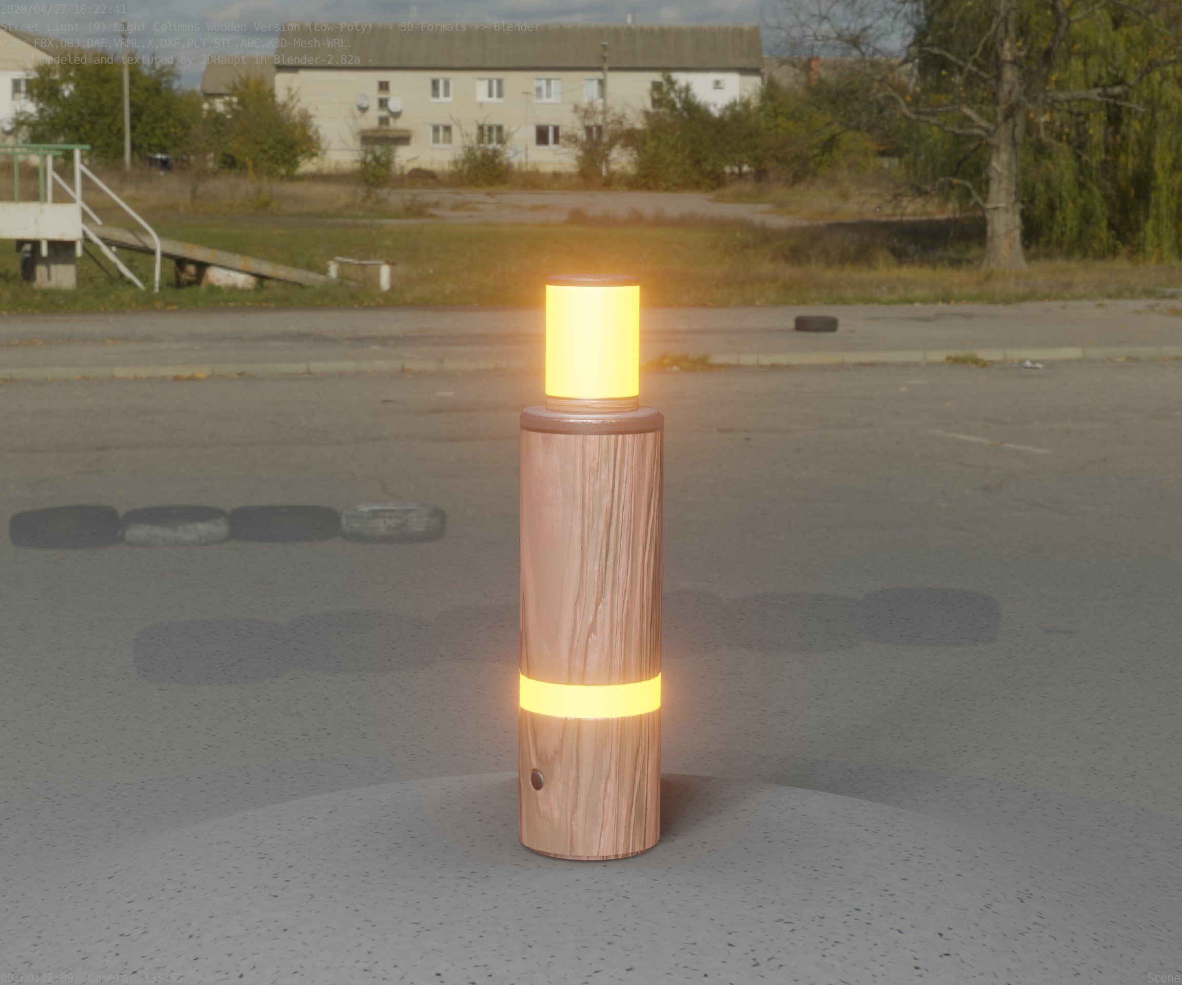 Wooden pillar of light 6 - Street-Light Set-9 Low-Poly  Low-poly 3D model_37
