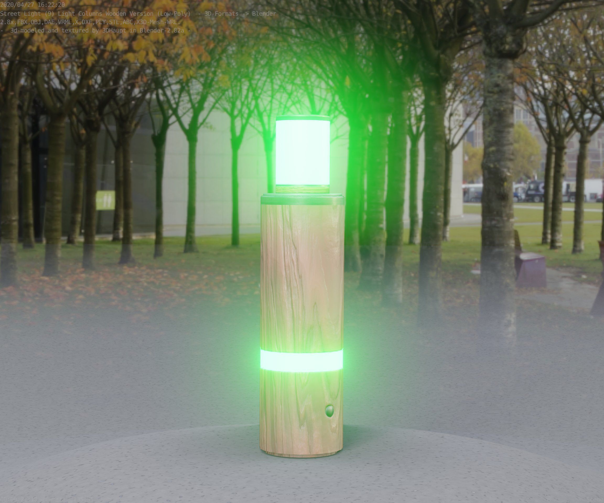 Wooden pillar of light 6 - Street-Light Set-9 Low-Poly  Low-poly 3D model_22