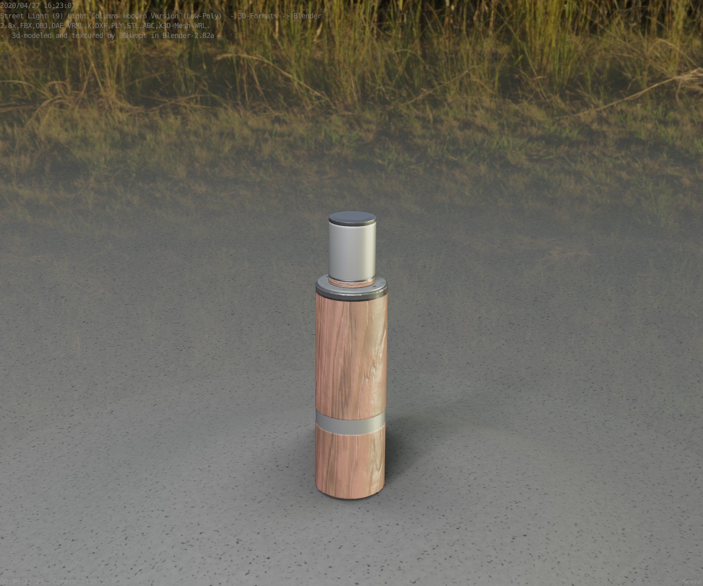 Wooden pillar of light 6 - Street-Light Set-9 Low-Poly  Low-poly 3D model_51