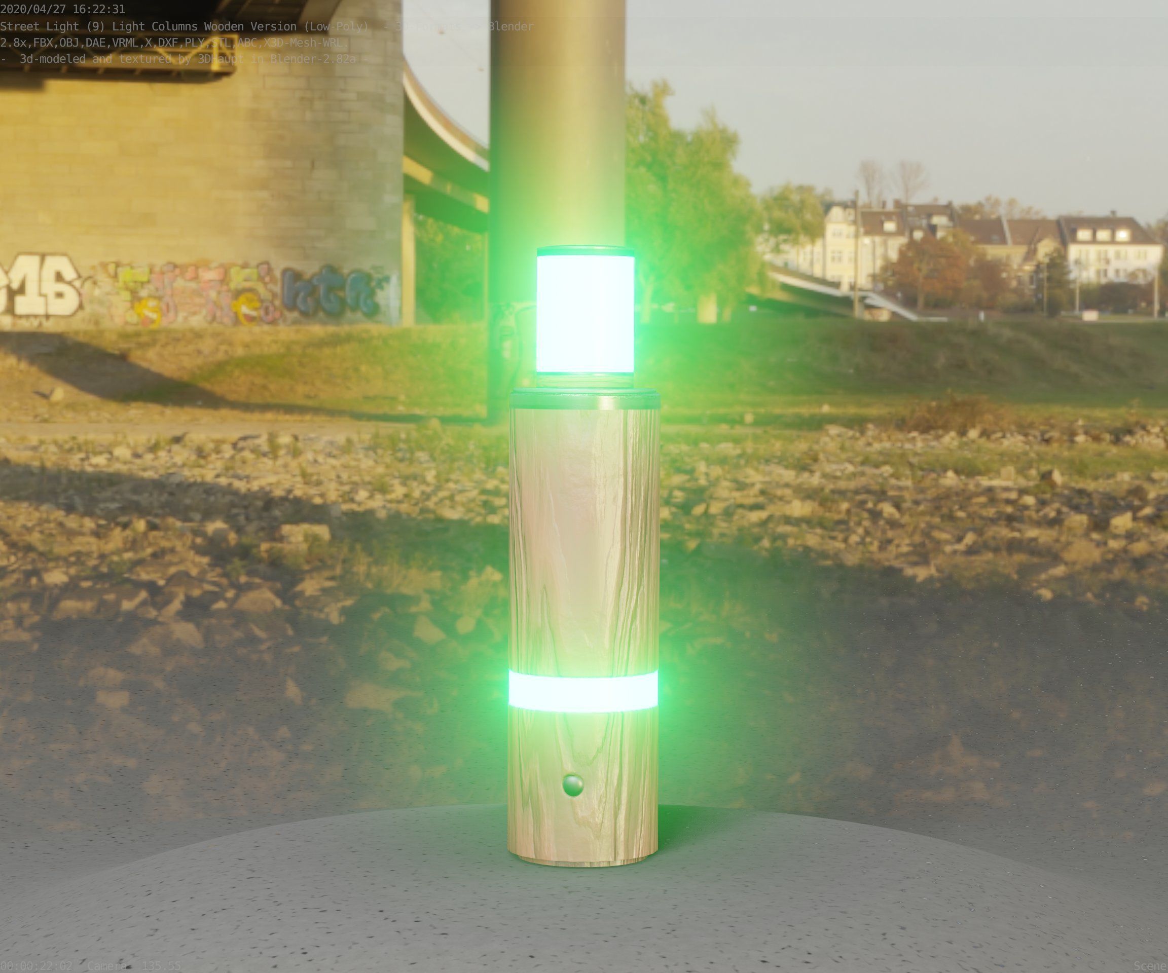 Wooden pillar of light 6 - Street-Light Set-9 Low-Poly  Low-poly 3D model_30