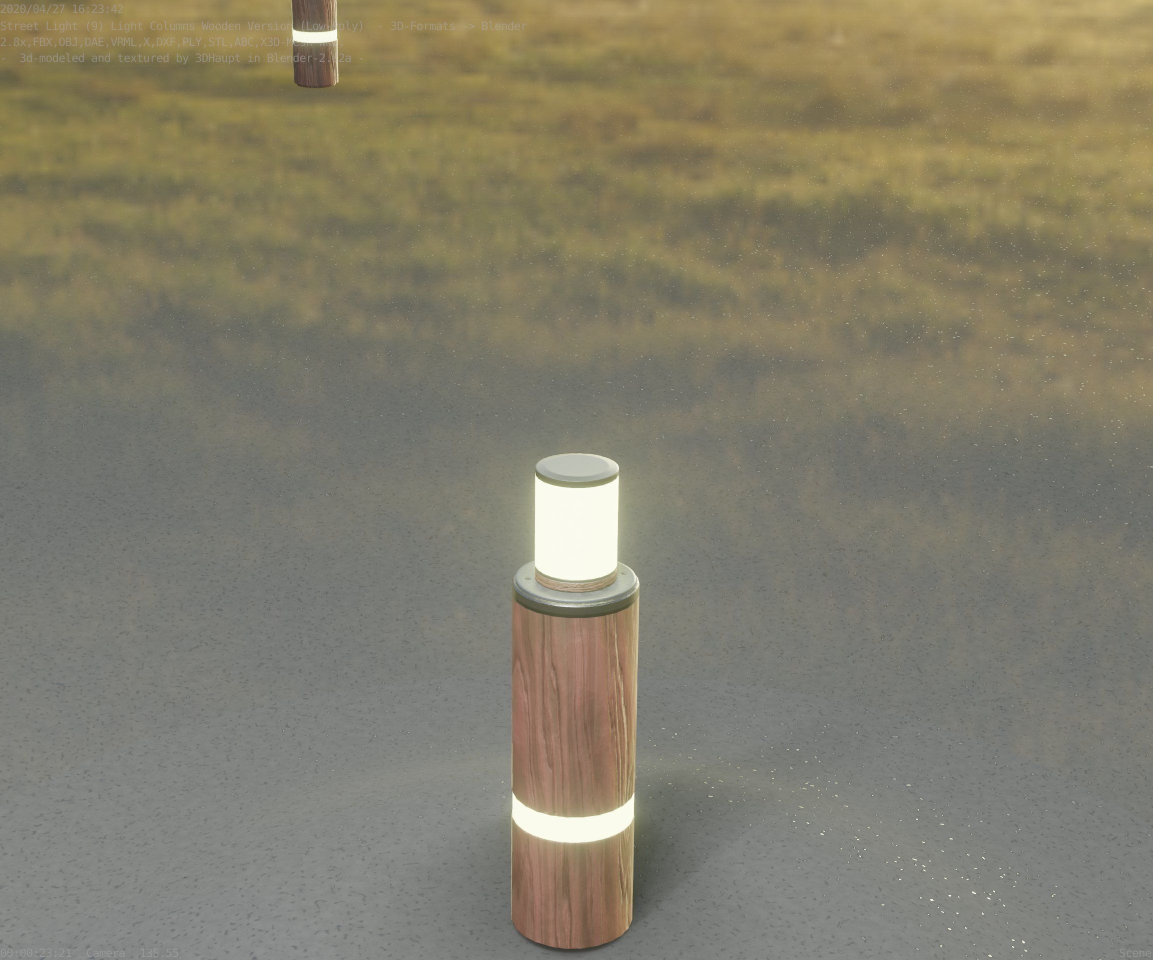Wooden pillar of light 6 - Street-Light Set-9 Low-Poly  Low-poly 3D model_73