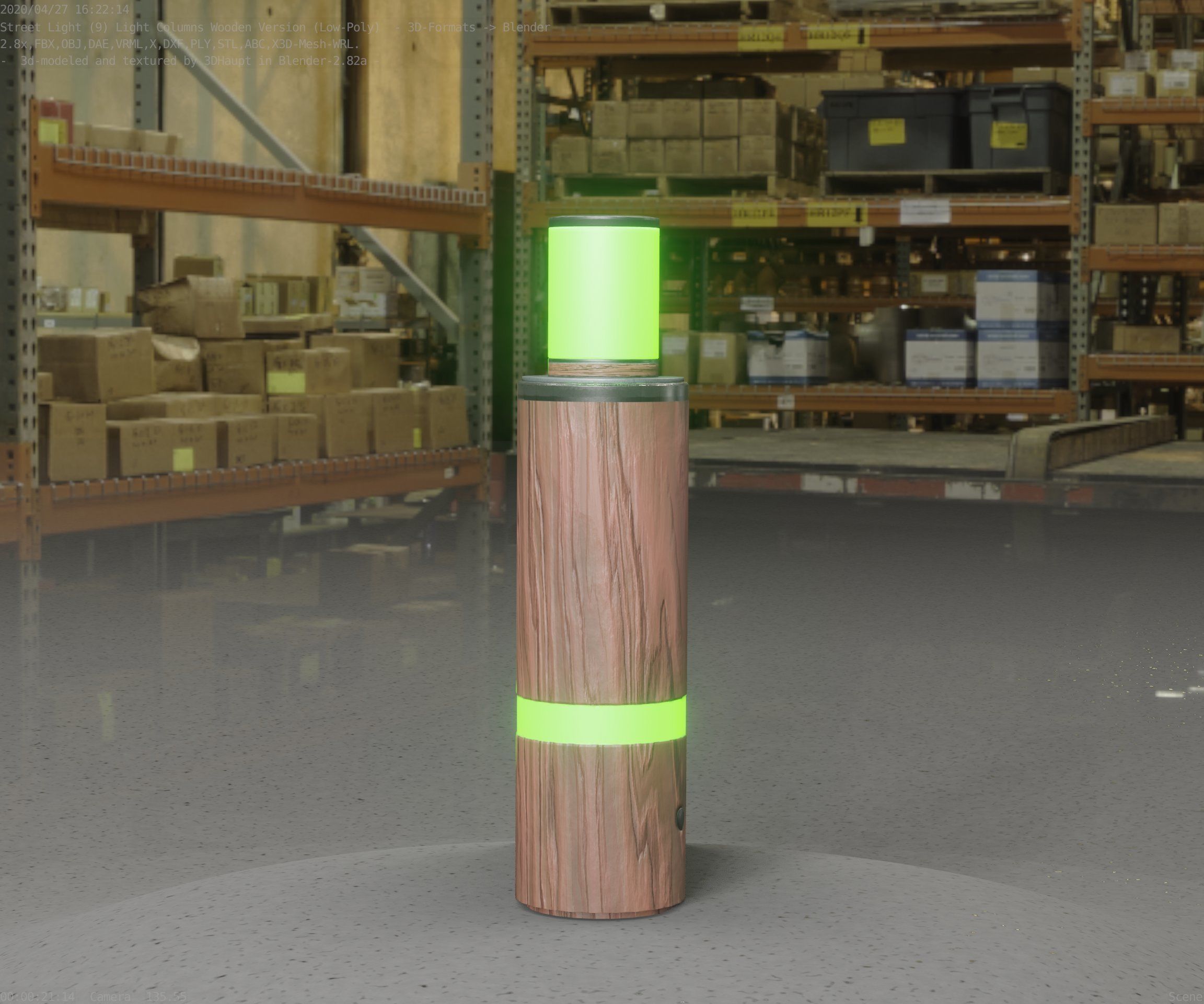 Wooden pillar of light 6 - Street-Light Set-9 Low-Poly  Low-poly 3D model_18