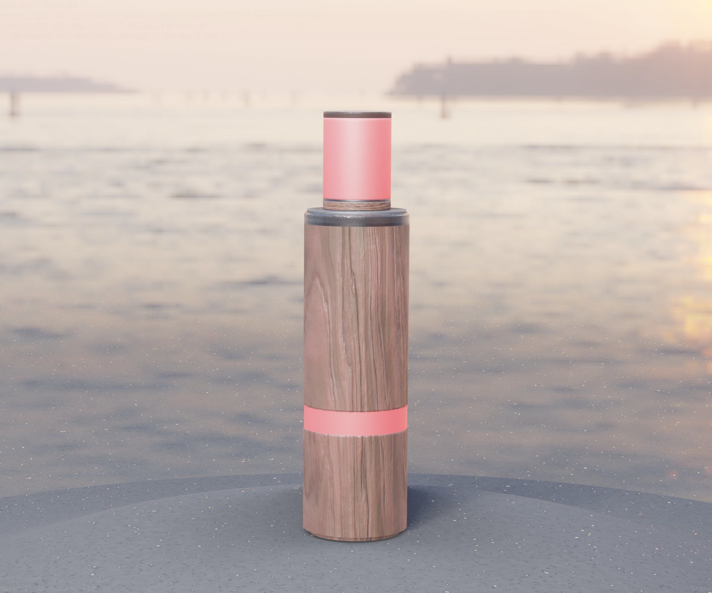 Wooden pillar of light 6 - Street-Light Set-9 Low-Poly  Low-poly 3D model_12