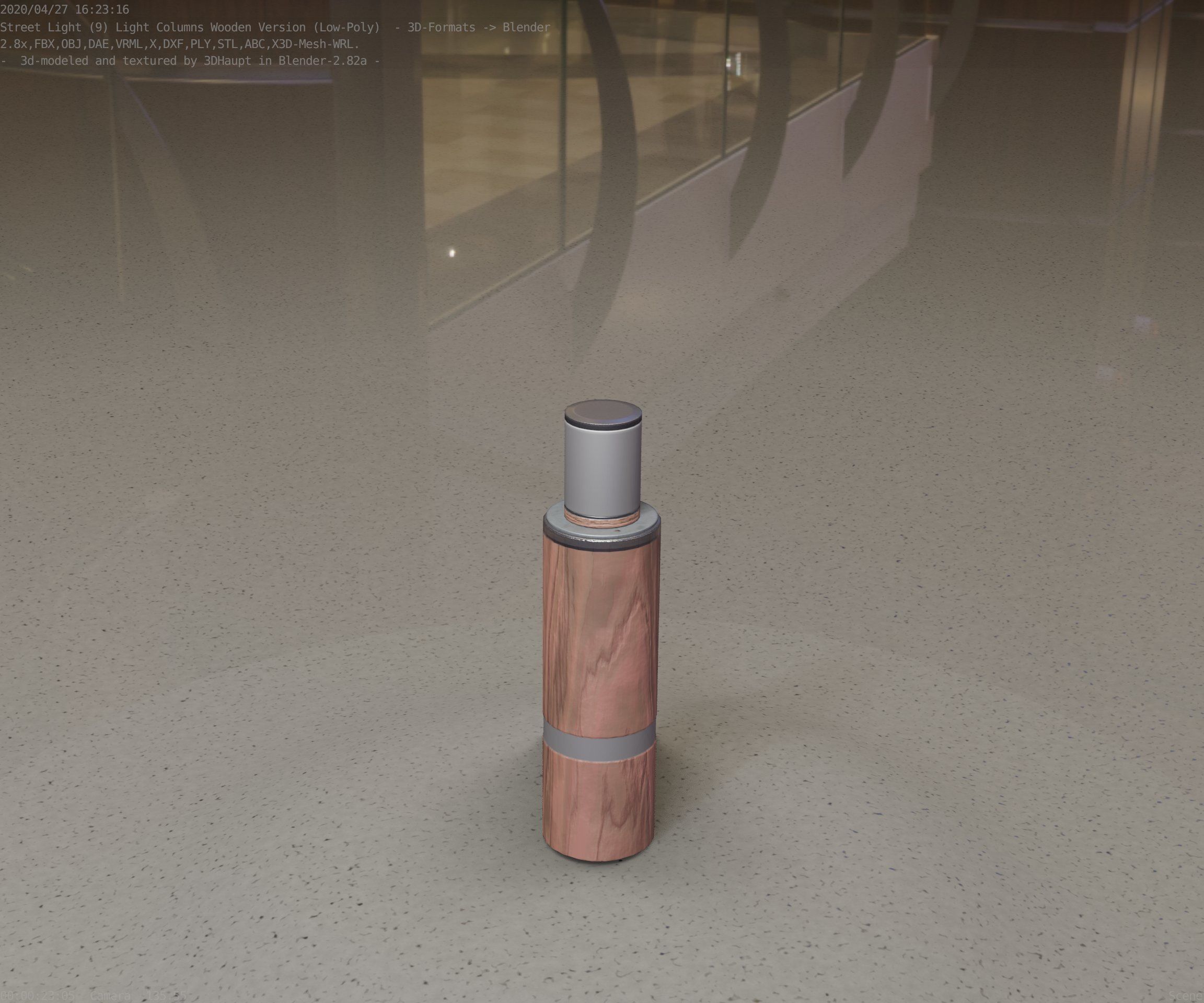 Wooden pillar of light 6 - Street-Light Set-9 Low-Poly  Low-poly 3D model_57