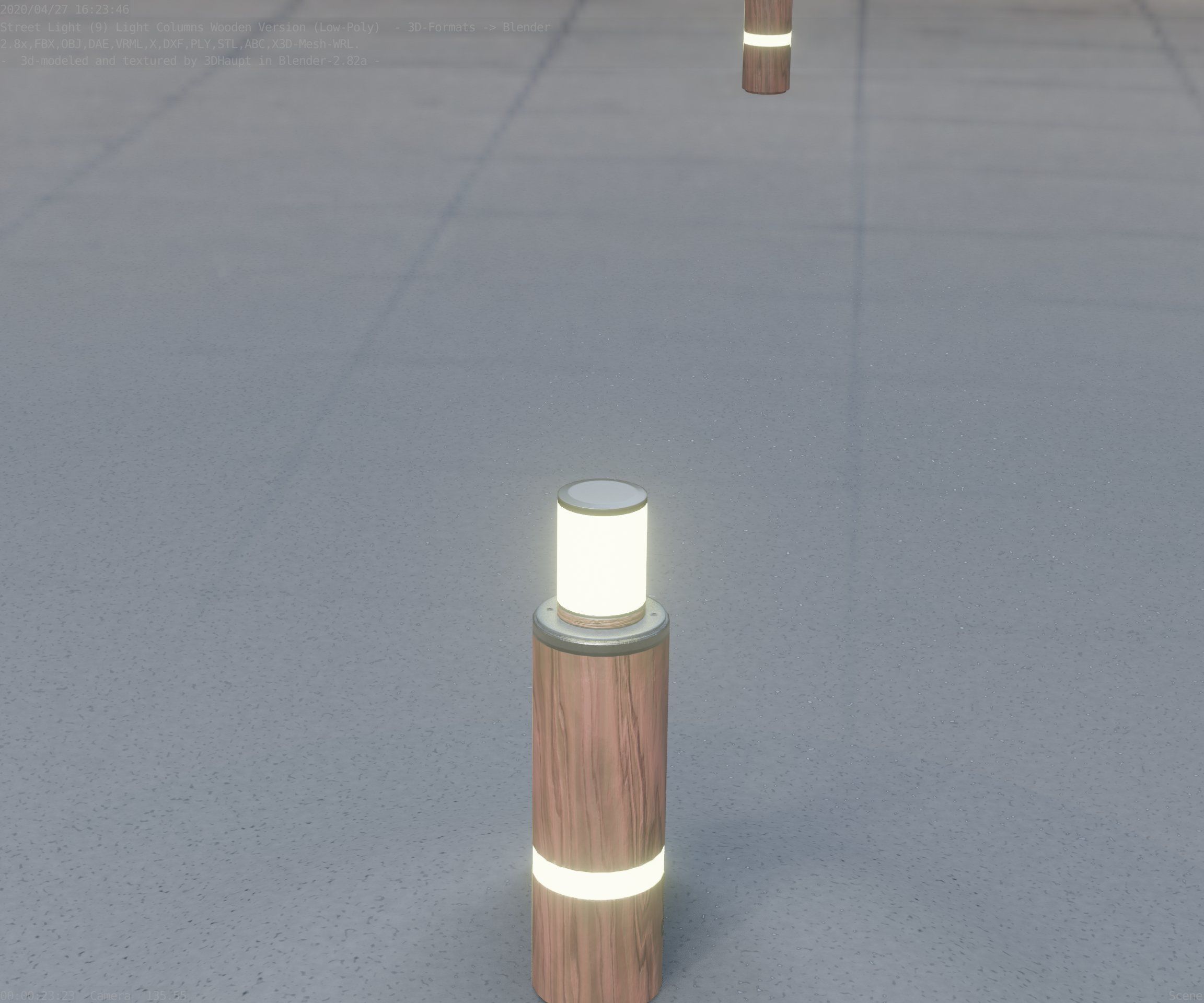 Wooden pillar of light 6 - Street-Light Set-9 Low-Poly  Low-poly 3D model_75