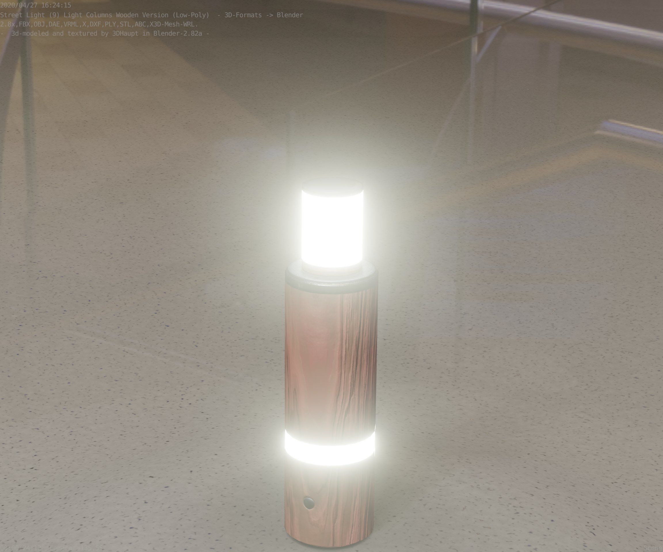 Wooden pillar of light 6 - Street-Light Set-9 Low-Poly  Low-poly 3D model_88